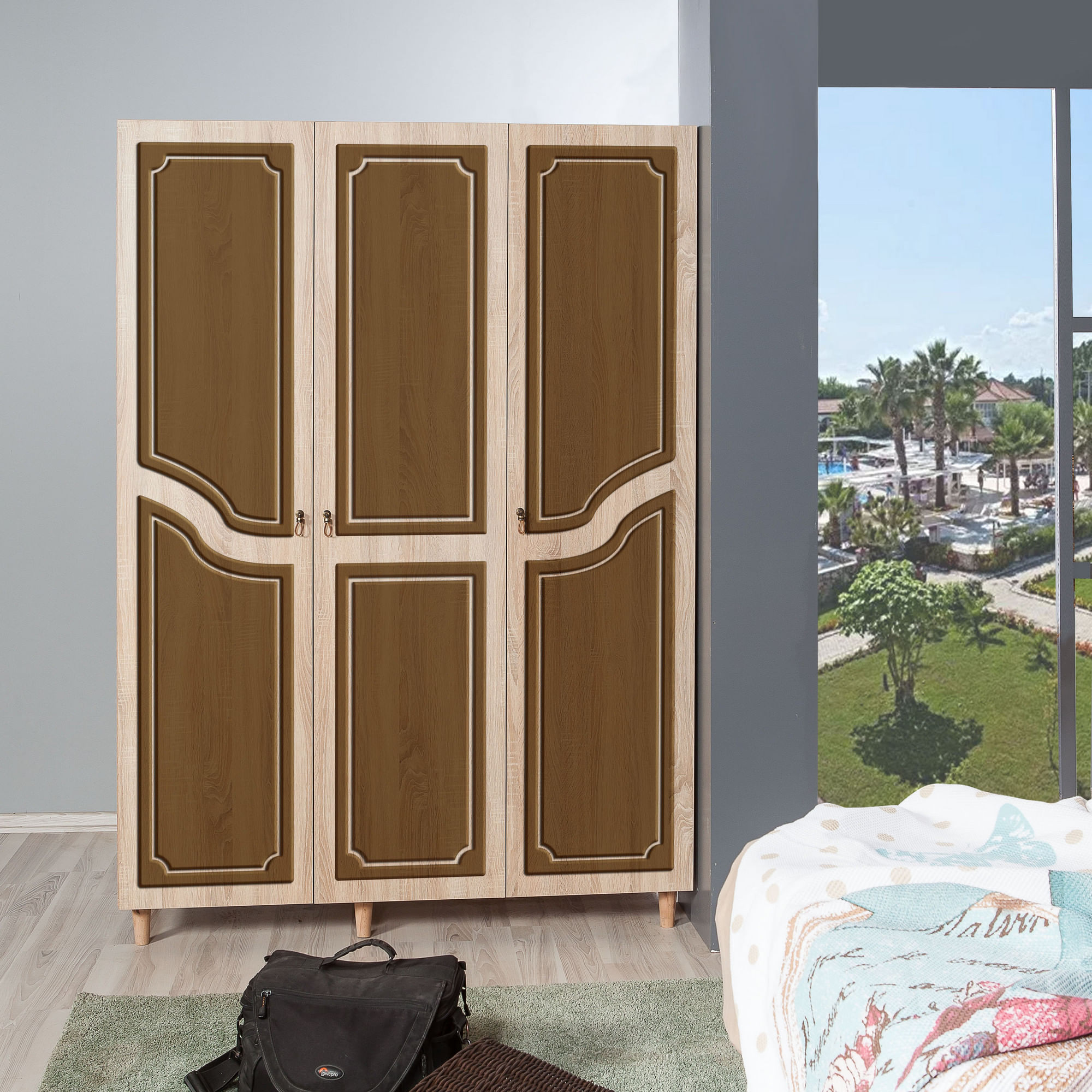 Sifonier, Hanah Home, pal melaminat, stejar sonoma, 135x52x192 cm, 863SPH4218 — imaginea 3