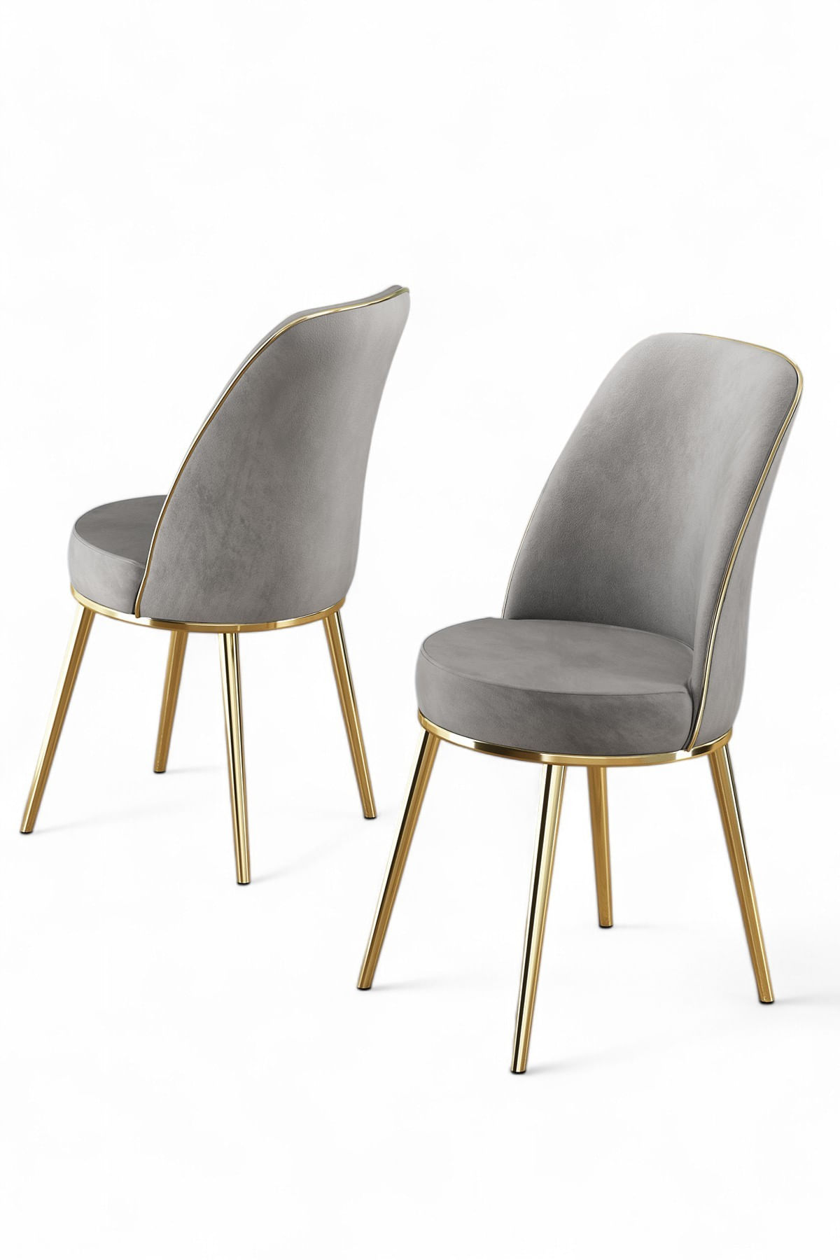 Set scaune, Hanah Home, metal, gri auriu, 45x42x91 cm, 4 bucati, 240CHR1555 — imaginea 2