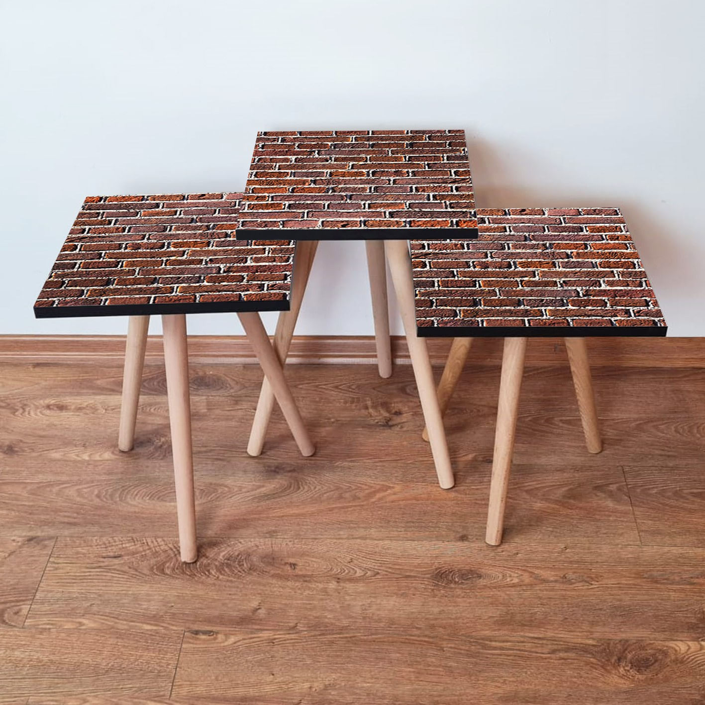 Set masute de cafea, Hanah Home, mdf, maro, 35x35x52 cm, 481LNA2982