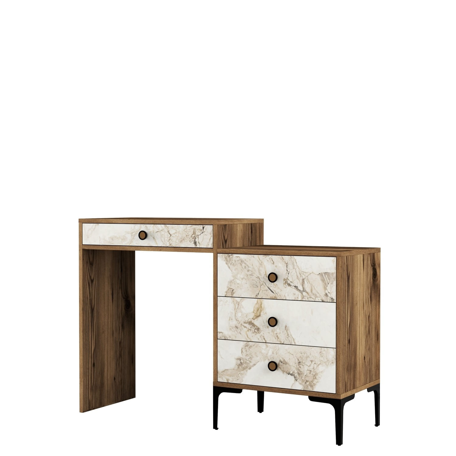 Masa de machiaj, Hanah Home, pal melaminat, nuc si alb, 124x40x84.7 cm, 845HCT2303 — imaginea 4