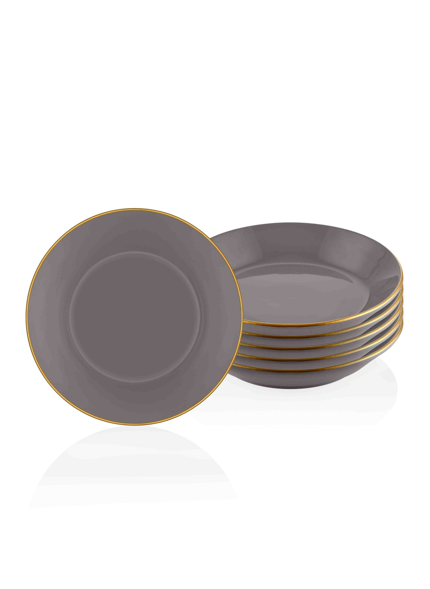 Set farfurii, Hermia, ceramica, gri, 20x20x3 cm, 6 piese, 742TMA3325