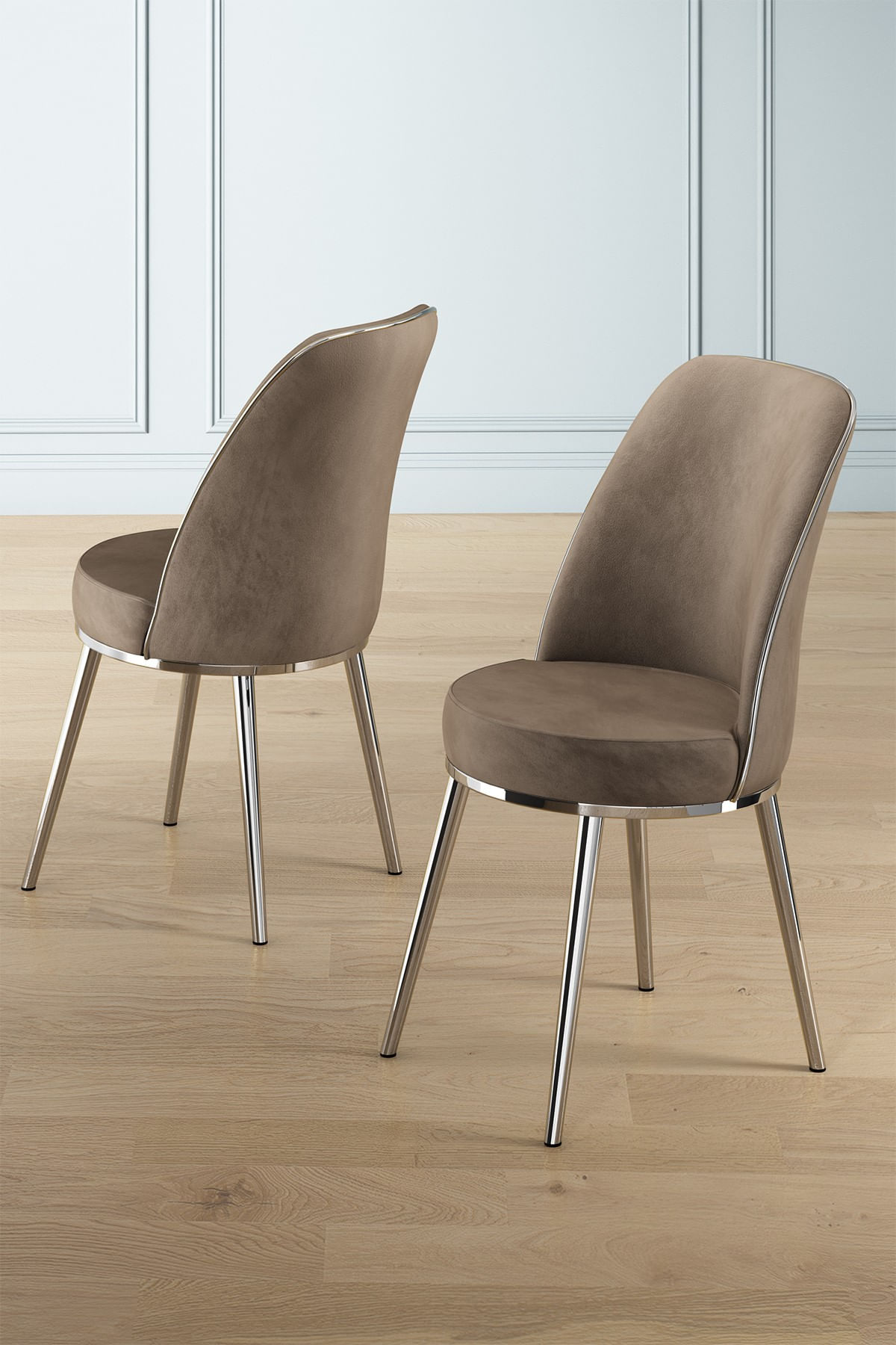 Set scaune, Hanah Home, metal, cappuccino si crom, 45x42x91 cm, 240CHR1558 — imaginea 3