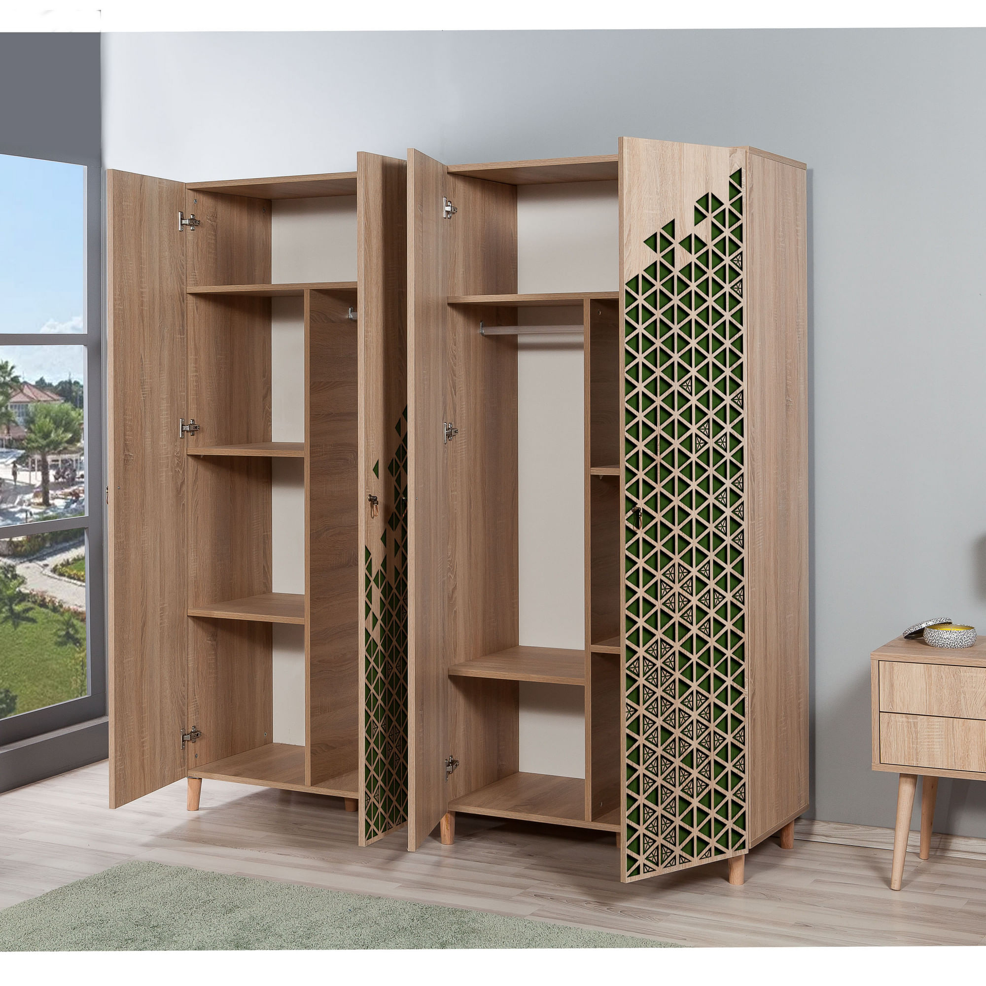 Sifonier, Hanah Home, pal melaminat, stejar sonoma, 180x52x192 cm, 863SPH4221 — imaginea 6