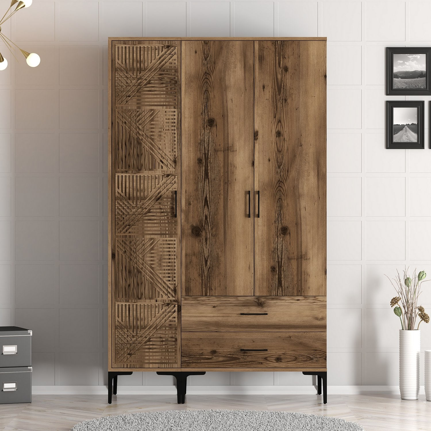 Sifonier, Hanah Home, pal melaminat, nuc, 120x47.5x201.4 cm, 845HCT5452 — imaginea 2