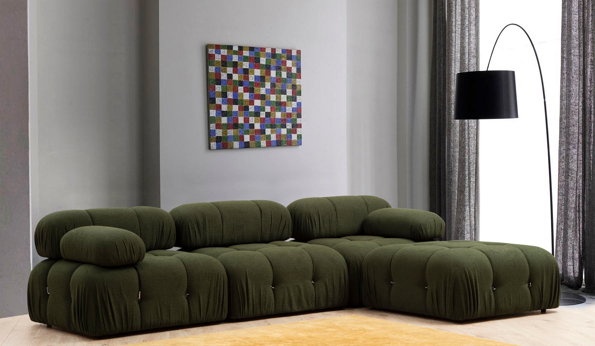 Canapea 1 loc, Hanah Home, lemn fag si pal, verde, 95x95x75 cm — imaginea 2