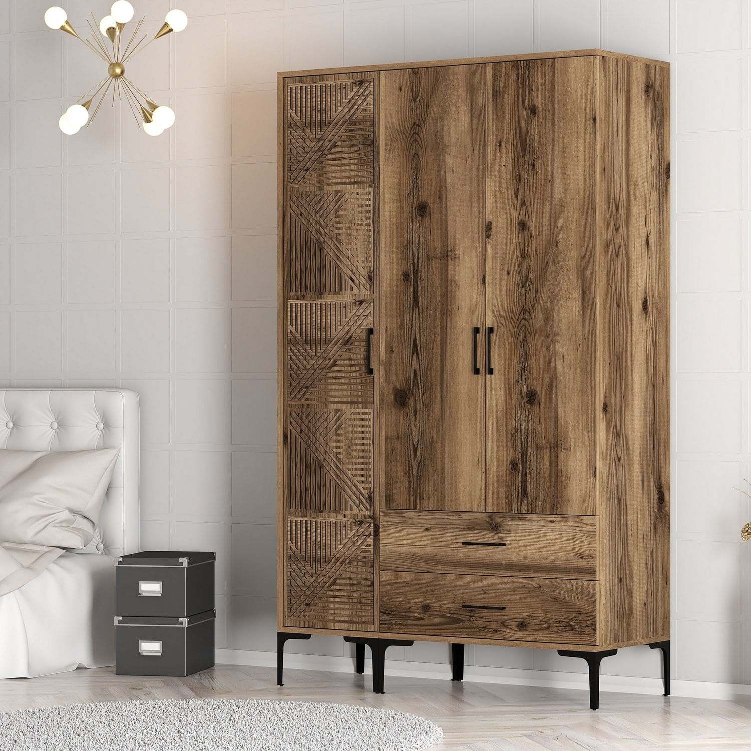 Sifonier, Hanah Home, pal melaminat, nuc, 120x47.5x201.4 cm, 845HCT5452 — imaginea 4