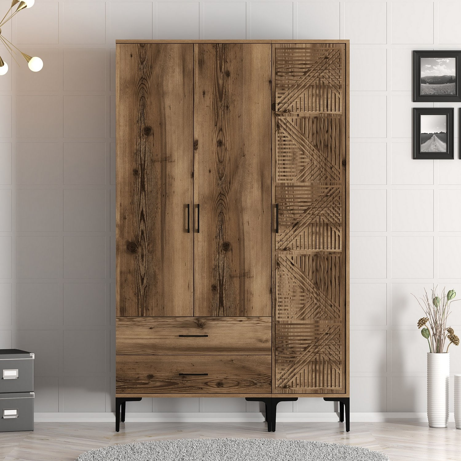 Sifonier, Hanah Home, pal melaminat, nuc, 120x47.5x201.4 cm, 845HCT5452 — imaginea 6