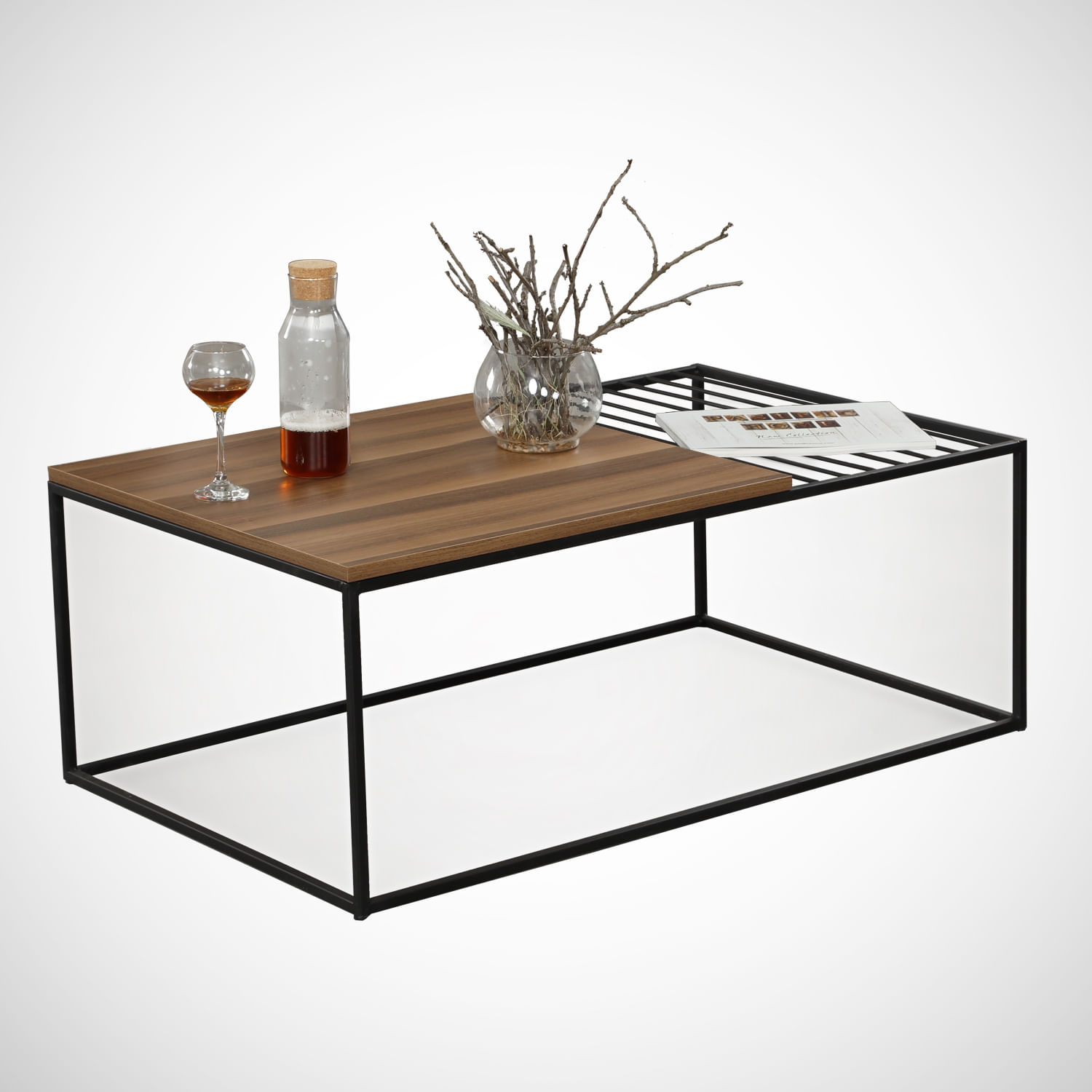 Masuta de cafea, Hanah Home, pal melaminat, nuc, 95x55x43 cm, 801CMY2844 — imaginea 6