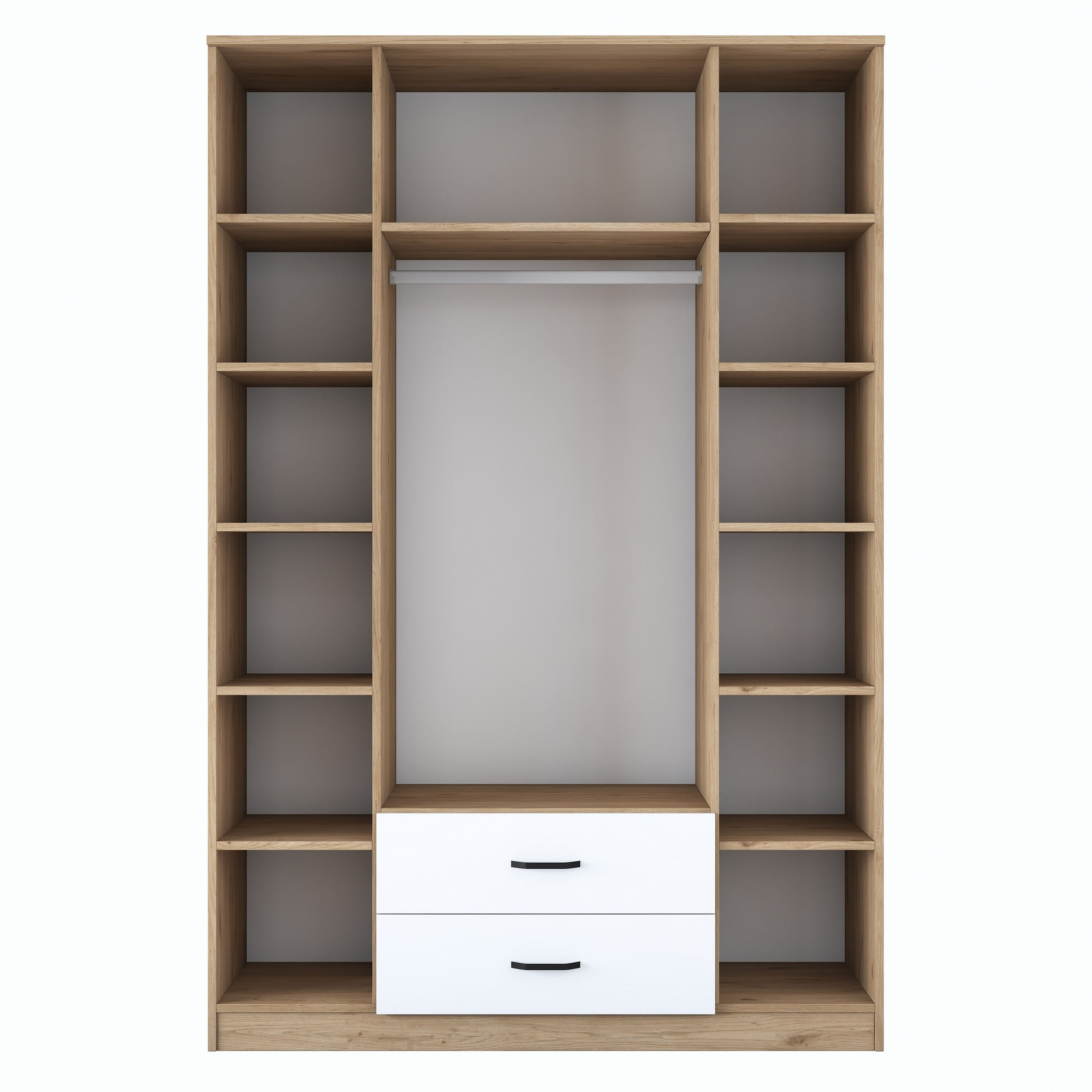 Sifonier, Hanah Home, pal melaminat, nuc si alb, 210x210x51.5 cm, 893RAN5406 — imaginea 3