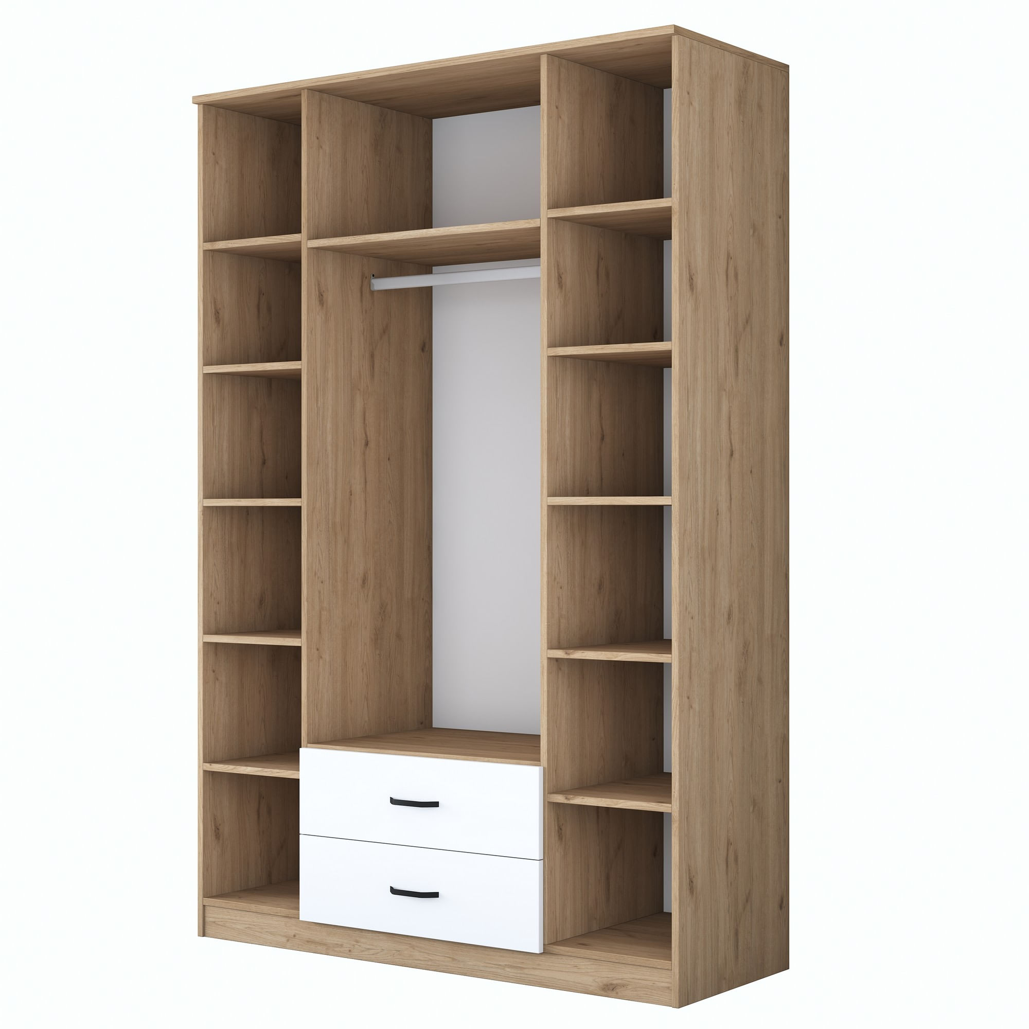 Sifonier, Hanah Home, pal melaminat, nuc si alb, 210x210x51.5 cm, 893RAN5406 — imaginea 8