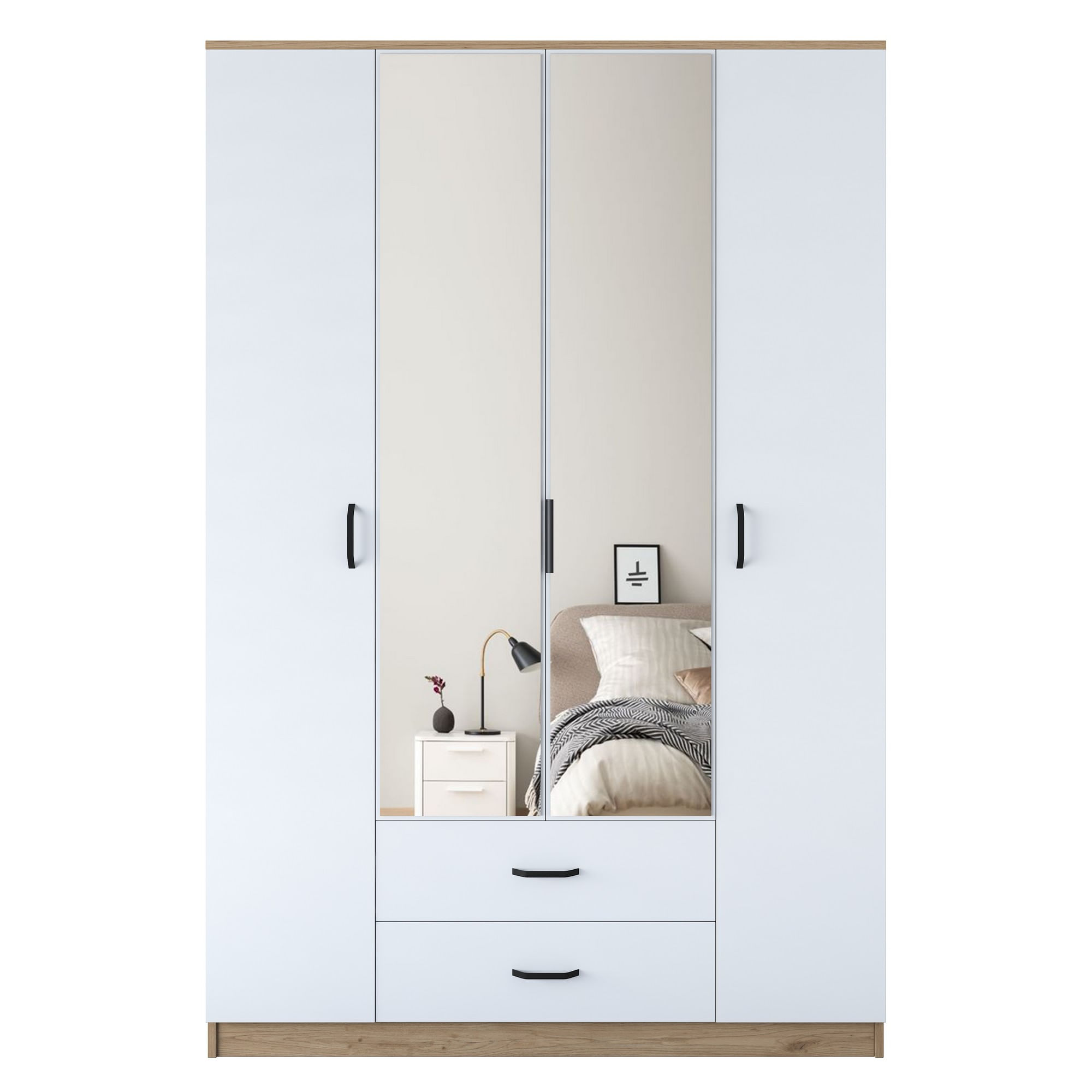Sifonier, Hanah Home, pal melaminat, nuc si alb, 210x210x51.5 cm, 893RAN5406 — imaginea 11