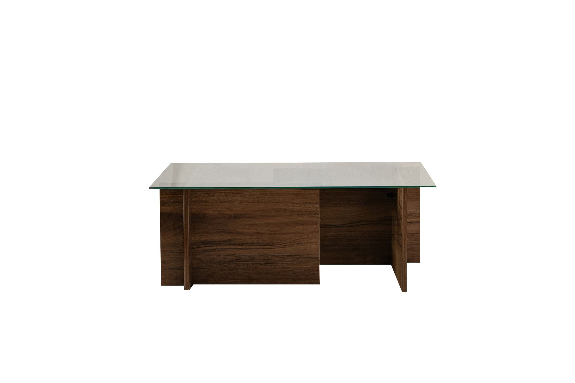Masuta de cafea, Hanah Home, sticla calita si pal melaminat, nuc, 105x65x40 cm, 353NRD1101 — imaginea 4