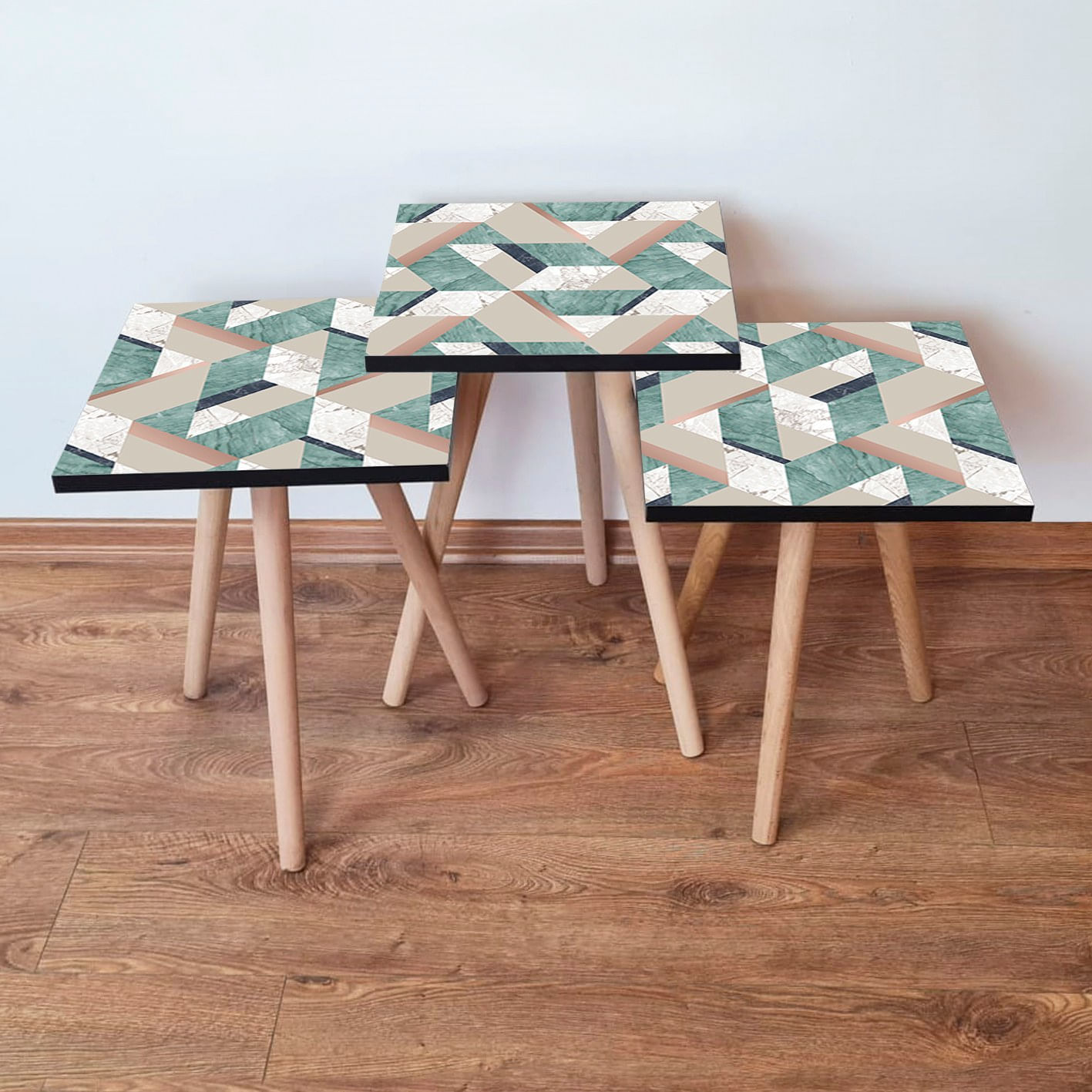 Set masute de cafea, Hanah Home, mdf, multicolor, 35x35x52 cm, 481LNA2938