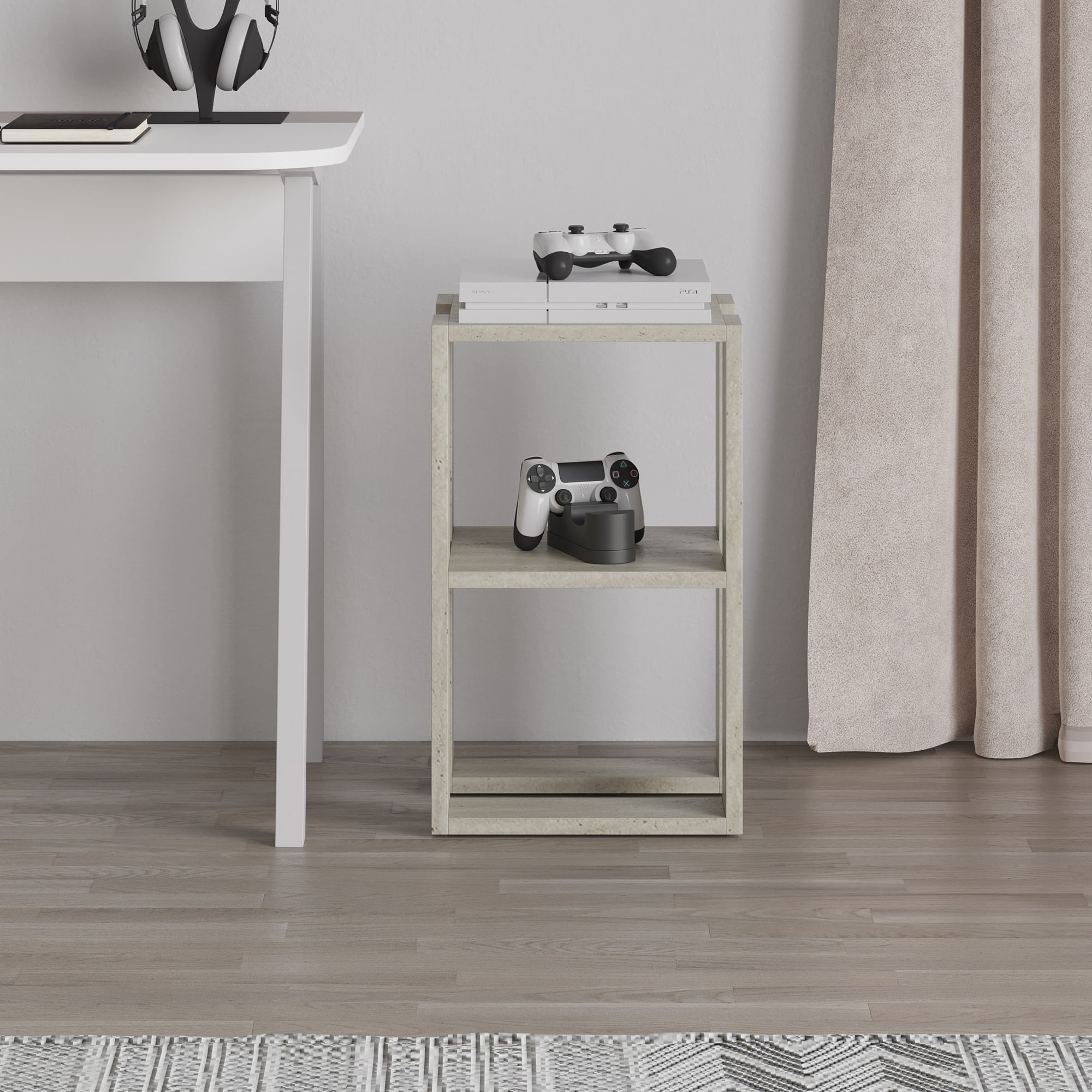 Noptiera, Hanah Home, pal melaminat, travertin, 30x30x55 cm, 776HMS3442 — imaginea 2