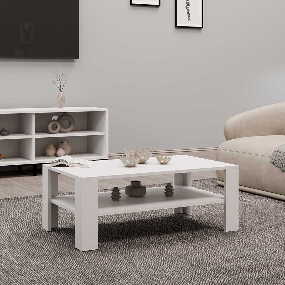 Masuta de cafea, Hanah Home, pal melaminat, alb diamant, 110x65x42 cm, 479ADR1422 — imaginea 5