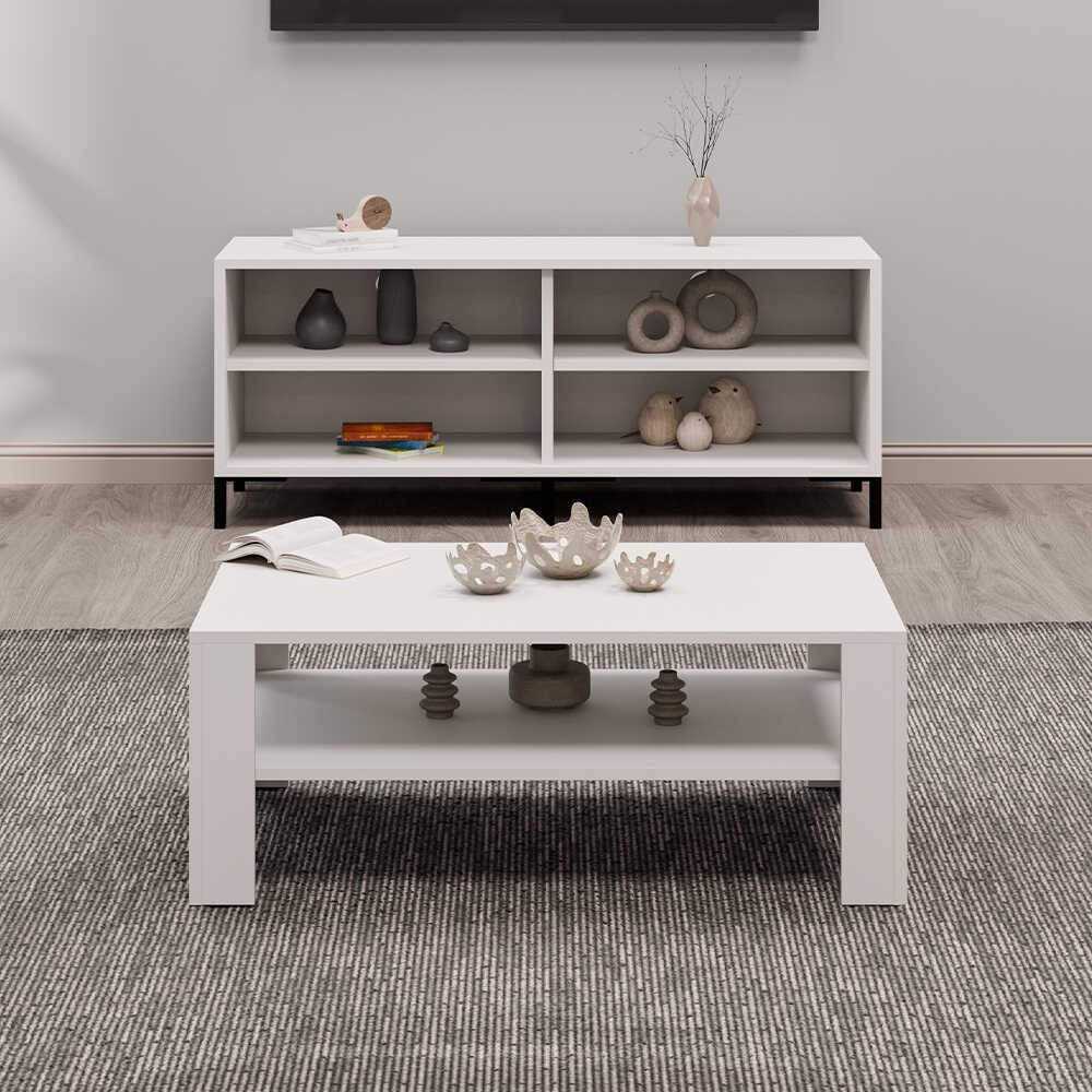 Masuta de cafea, Hanah Home, pal melaminat, alb diamant, 110x65x42 cm, 479ADR1422 — imaginea 6