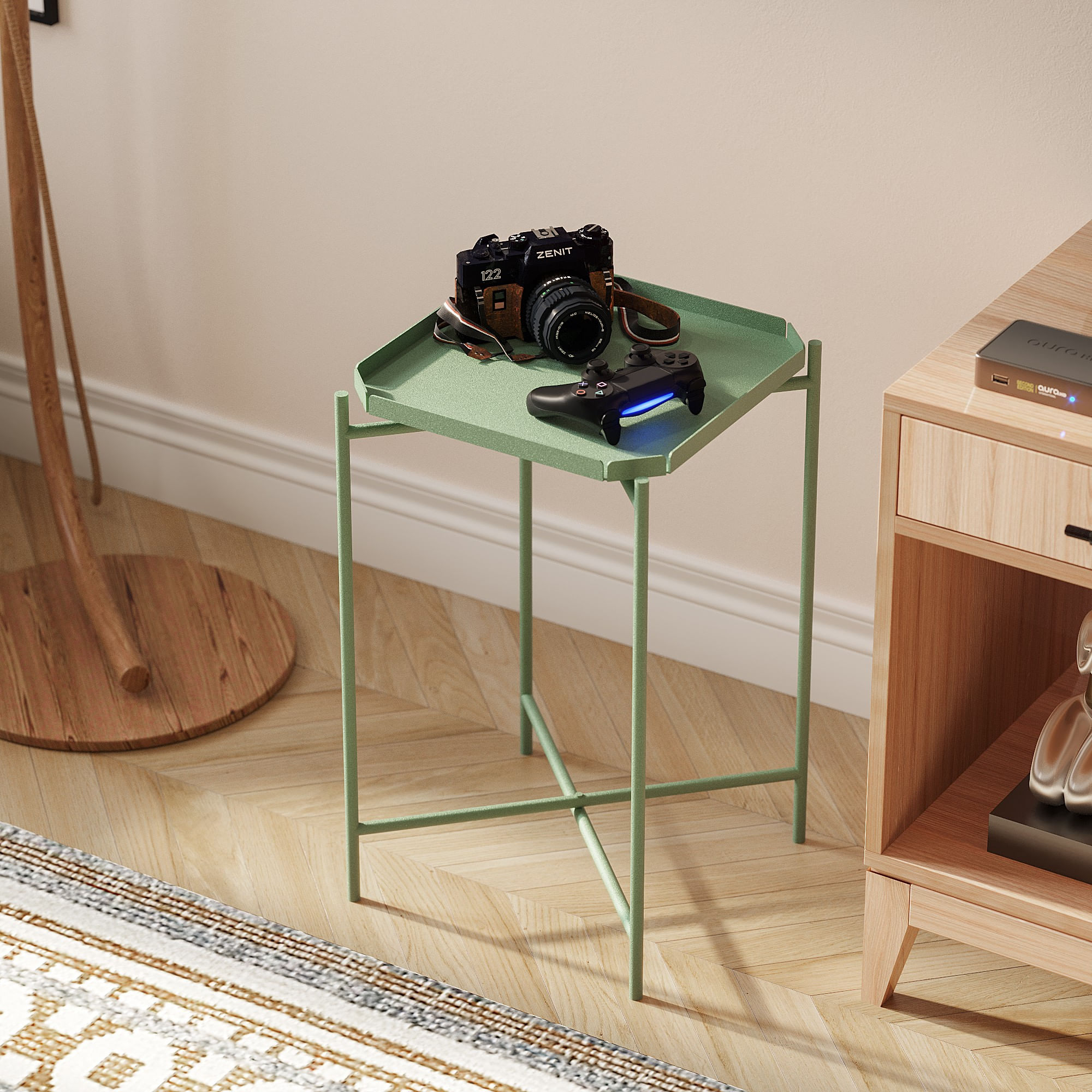 Masuta de cafea, Hanah Home, metal, verde, 46x46x56 cm, 491CRT1148 — imaginea 5