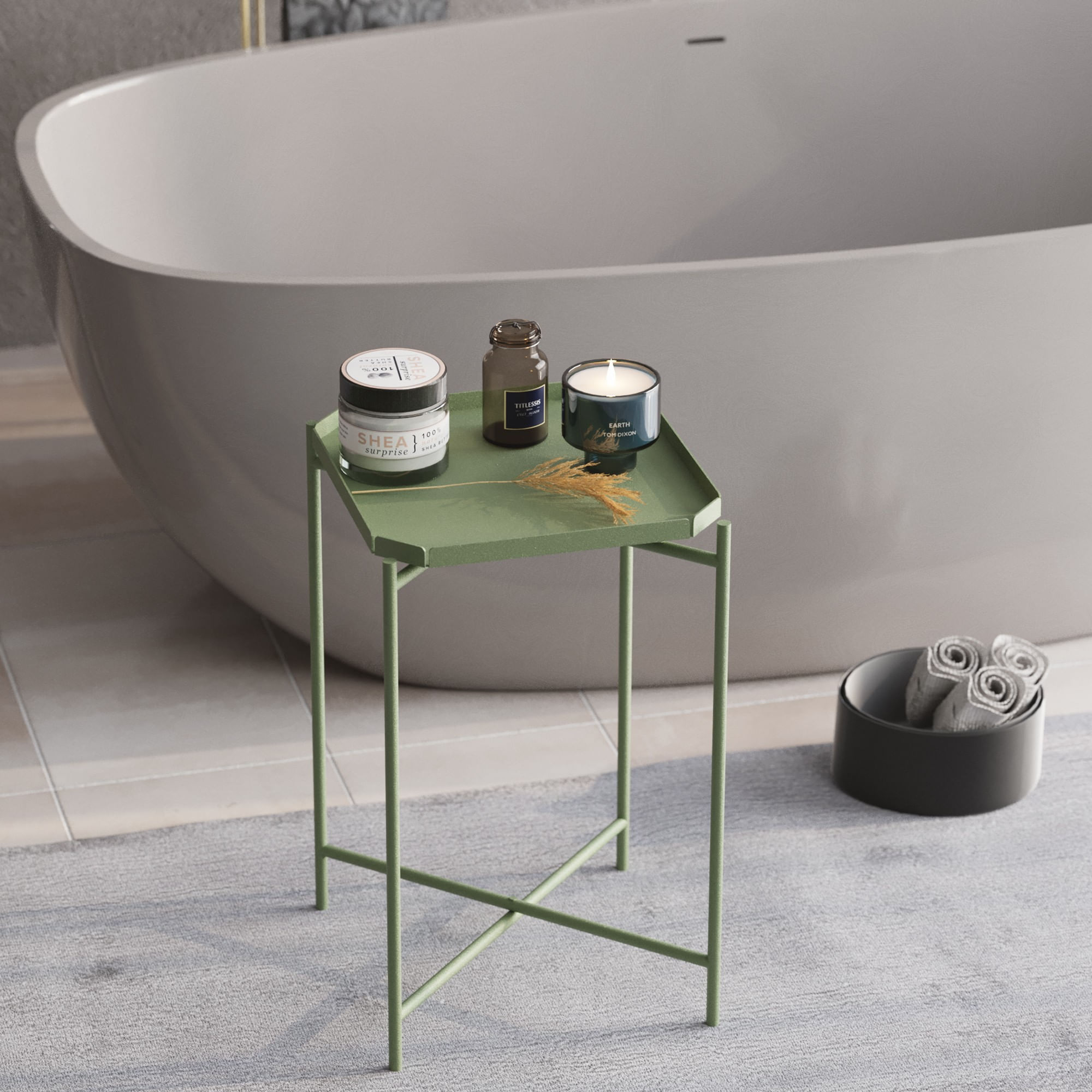 Masuta de cafea, Hanah Home, metal, verde, 46x46x56 cm, 491CRT1148 — imaginea 6