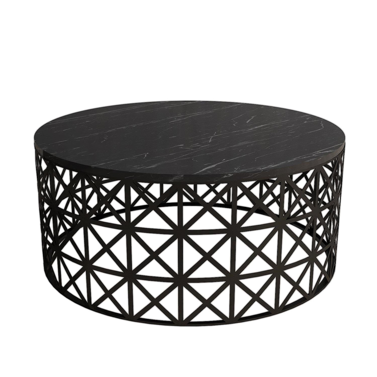 Masuta de cafea, Hanah Home, pal melaminat, negru, 90x90x38 cm, 845HCT2863 — imaginea 5