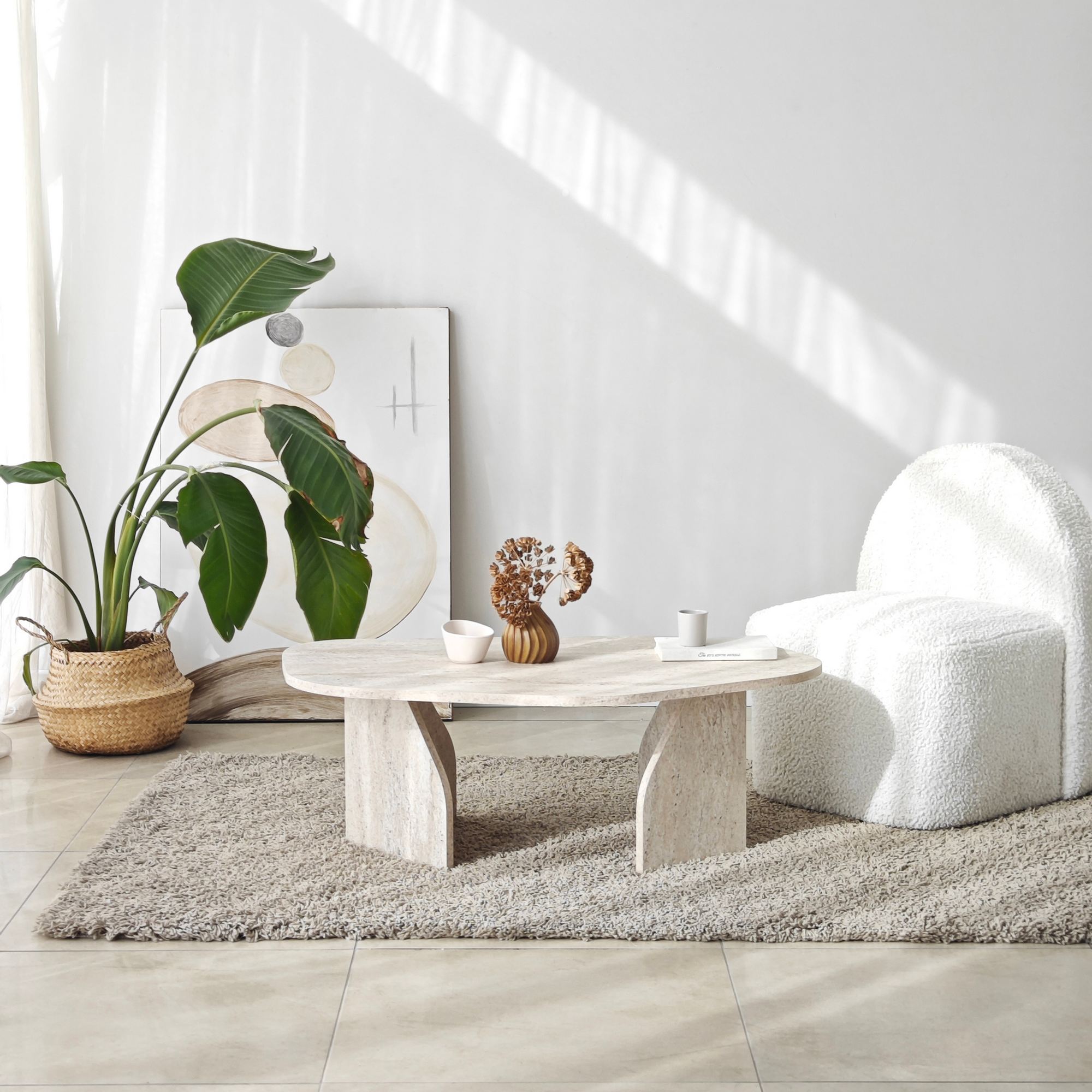 Masuta de cafea, Hanah Home, pal melaminat, travertin, 105x65x35 cm, 552NOS2572 — imaginea 6