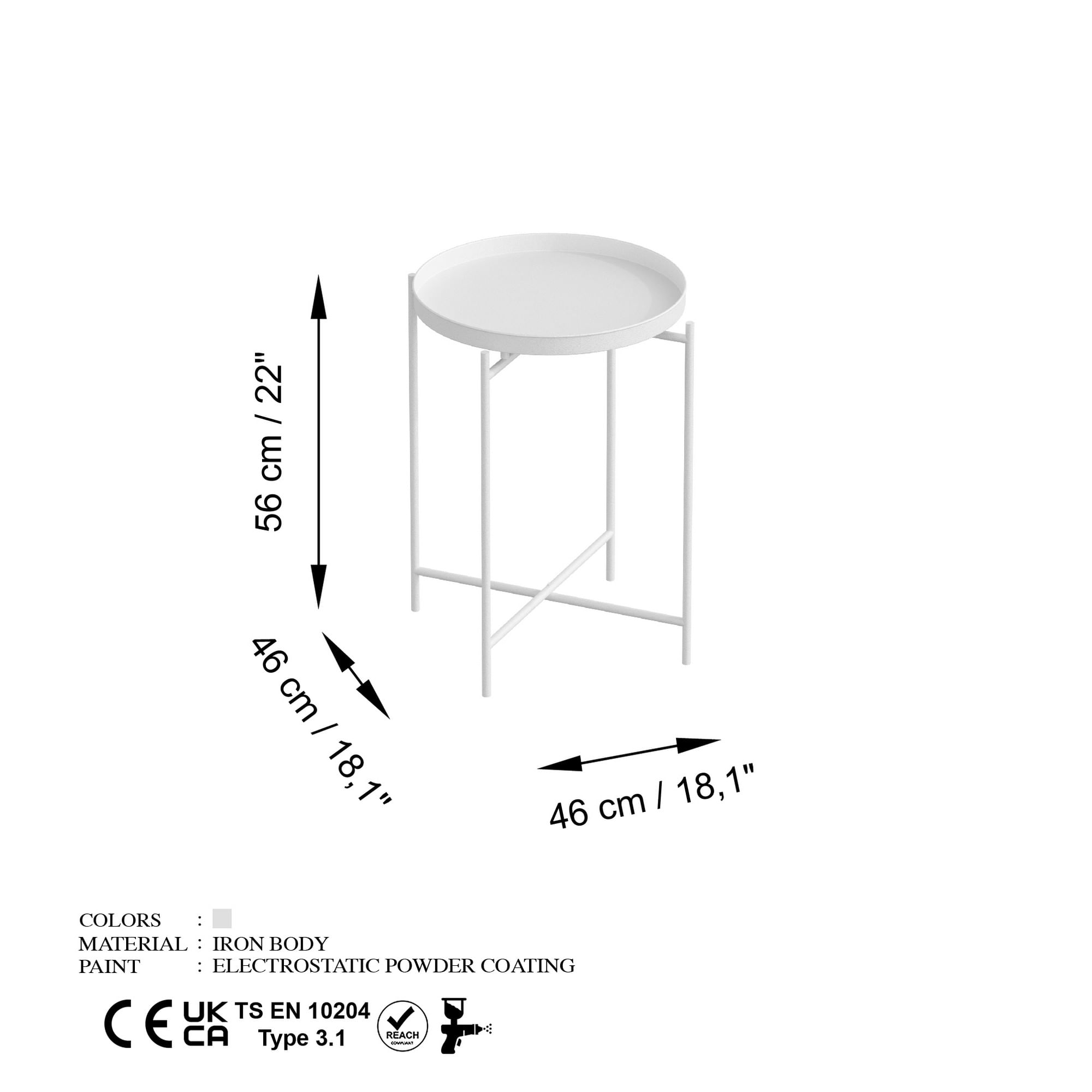 Masuta de cafea, Hanah Home, metal, alb, 46x46x56 cm, 491CRT1141 — imaginea 2