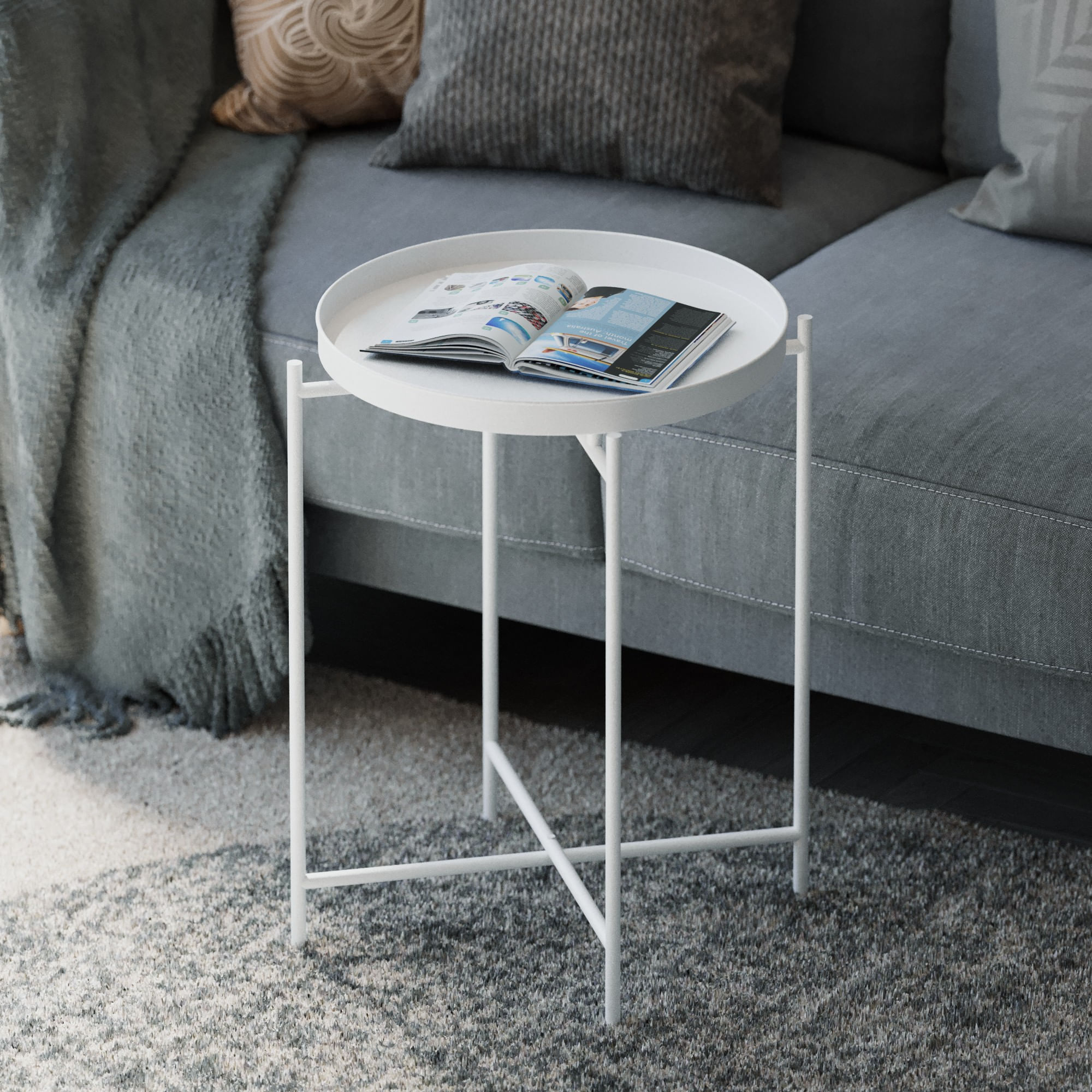 Masuta de cafea, Hanah Home, metal, alb, 46x46x56 cm, 491CRT1141 — imaginea 6