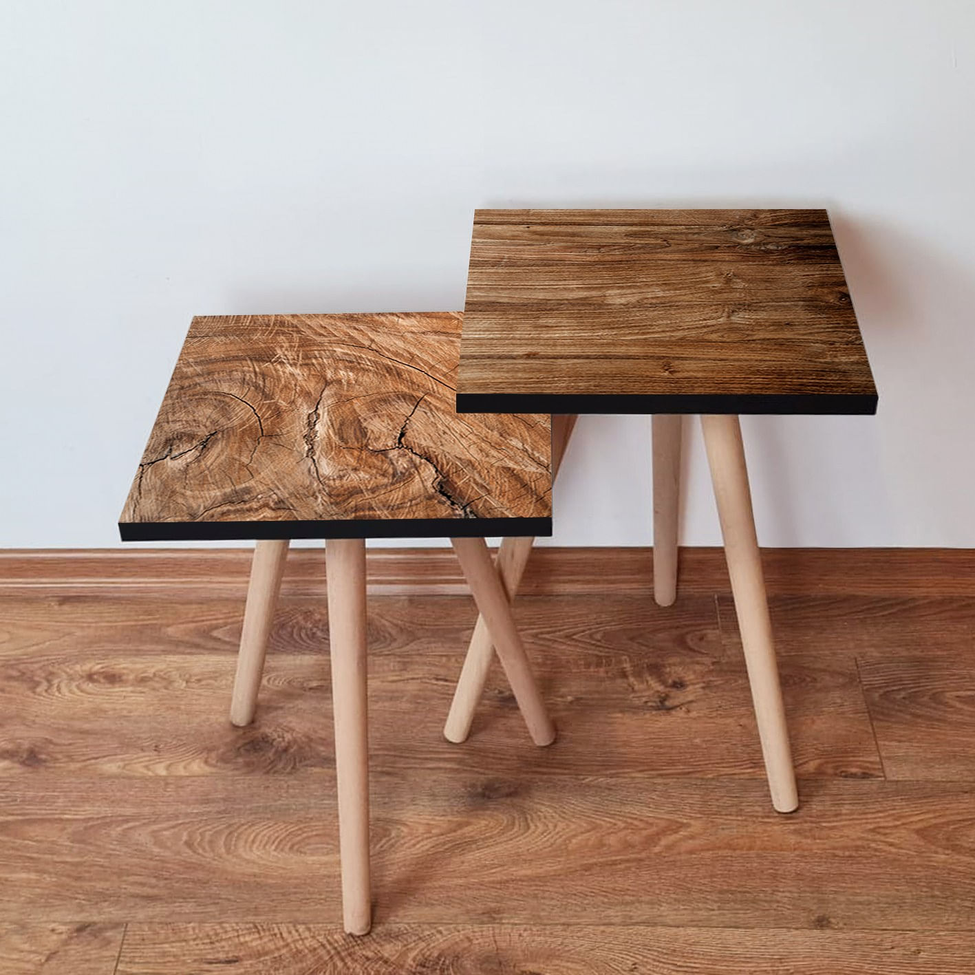 Set masute de cafea, Hanah Home, mdf, maro, 35x35x47 cm, 2 piese, 481LNA2210