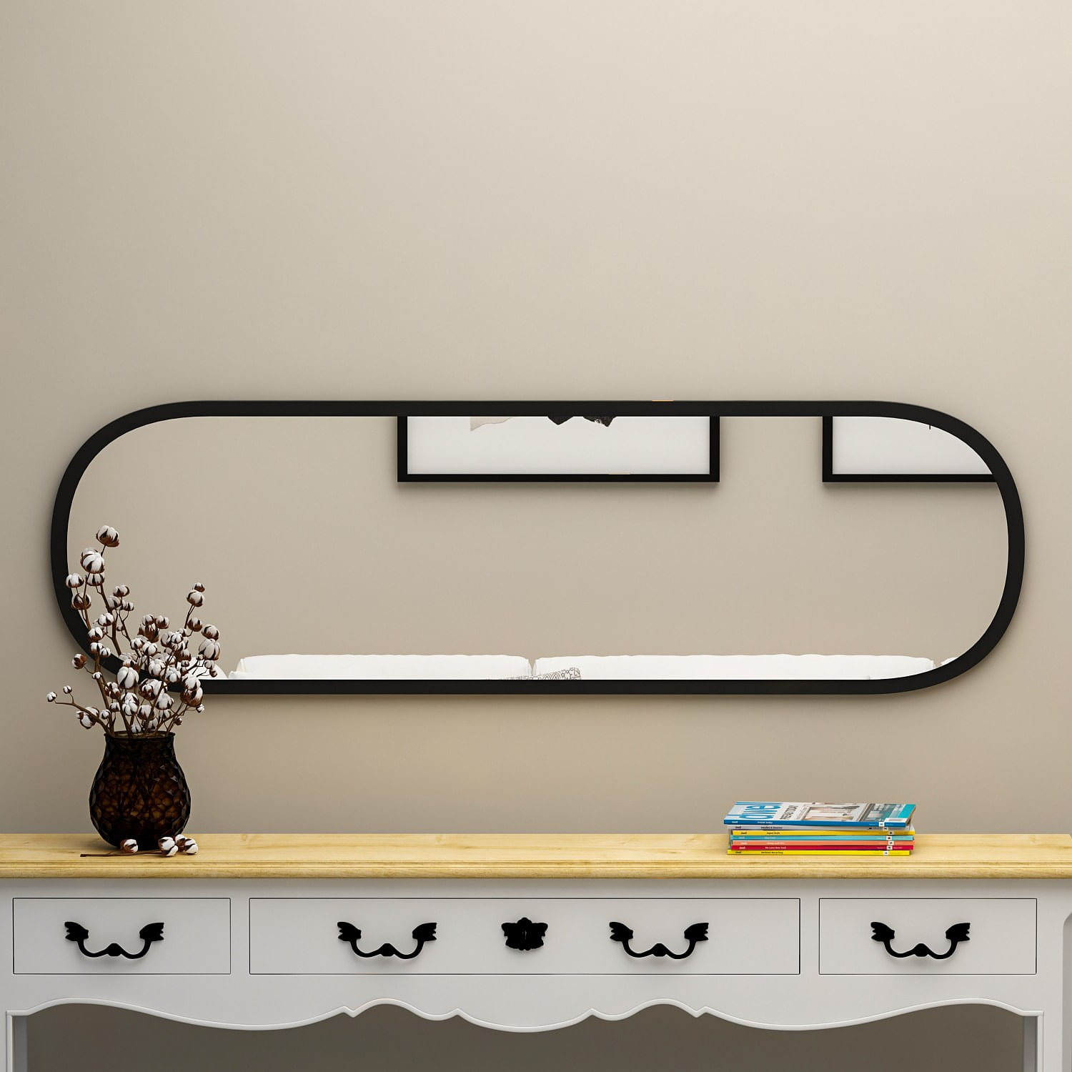 Oglinda, Hanah Home, mdf, negru, 40x120x2.2 cm, 116SAM1141