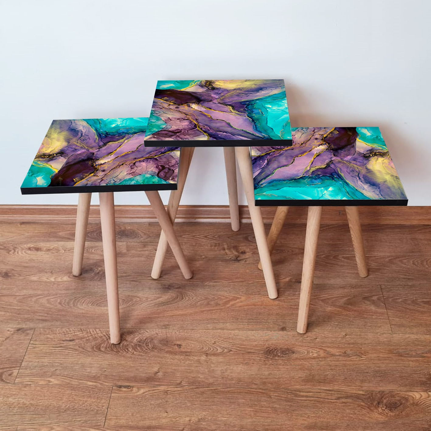 Set masute de cafea, Hanah Home, mdf, multicolor, 35x35x52 cm, 481LNA2905