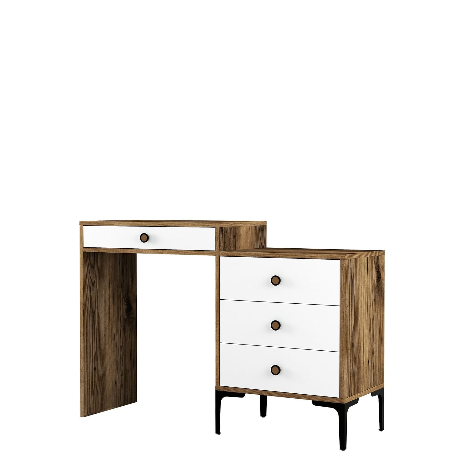 Masa de machiaj, Hanah Home, pal melaminat, nuc si alb, 124x40x84.7 cm, 845HCT2302 — imaginea 2