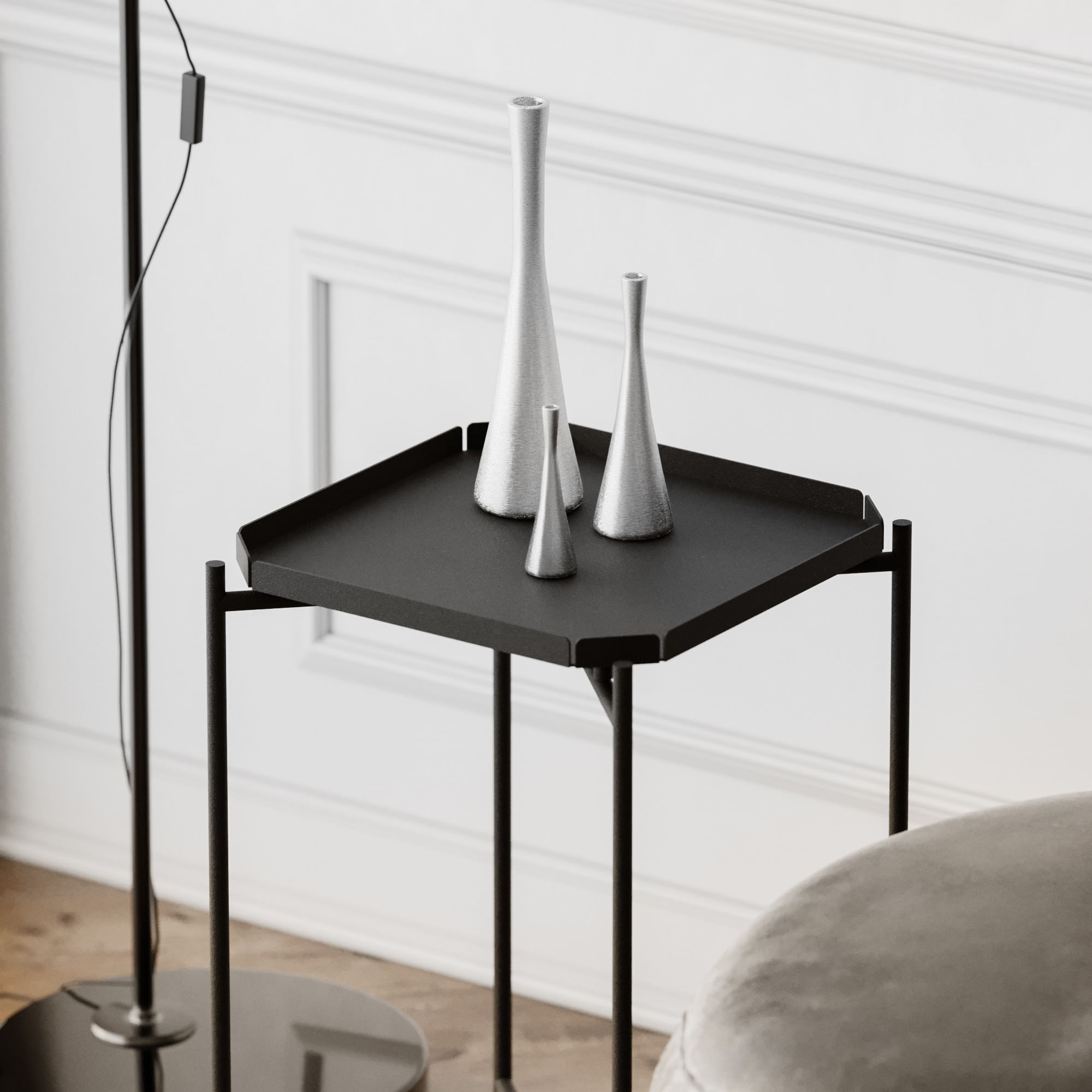 Masuta de cafea, Hanah Home, metal, negru, 46x46x56 cm, 491CRT1144 — imaginea 3