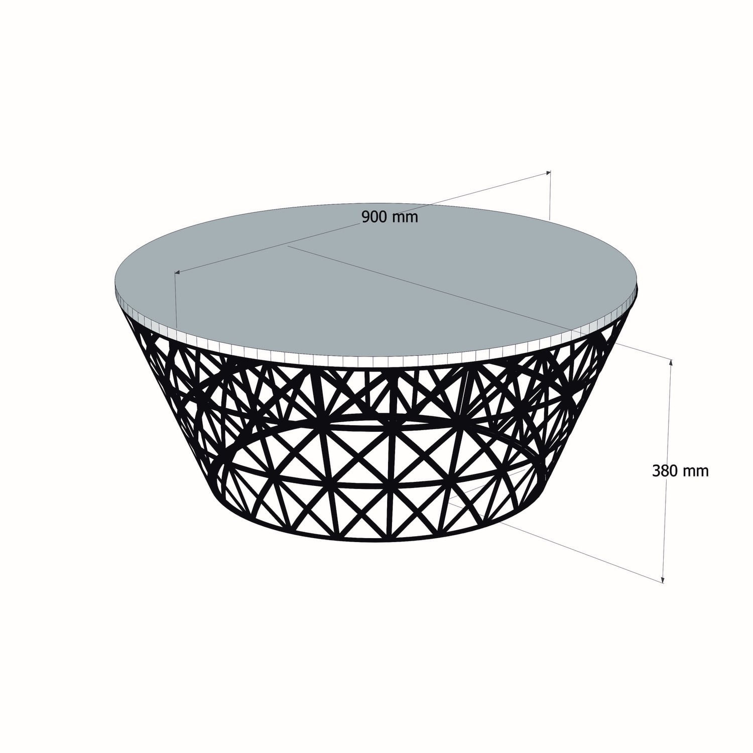Masuta de cafea, Hanah Home, pal melaminat, negru, 90x90x38 cm, 845HCT2861 — imaginea 2