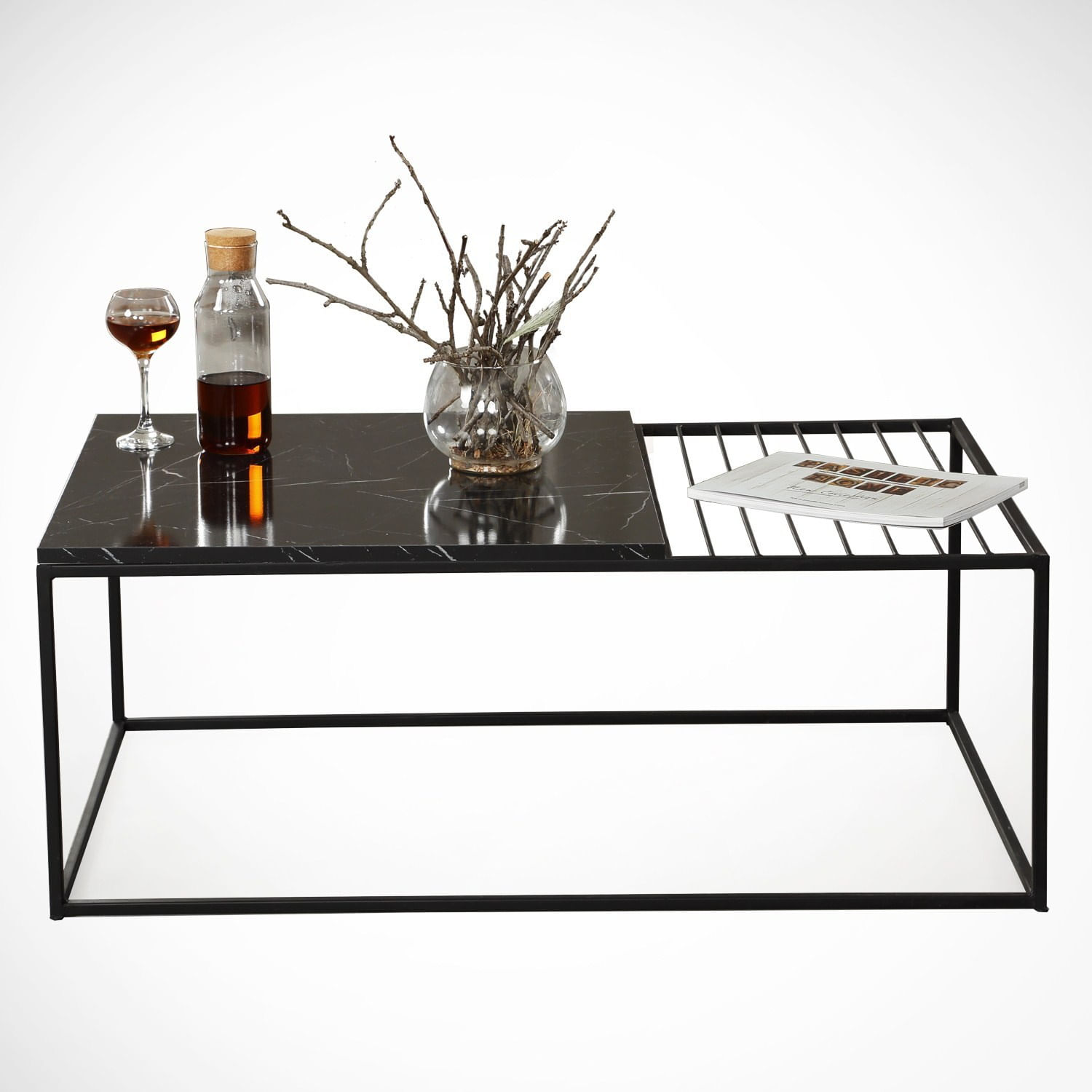 Masuta de cafea, Hanah Home, pal melaminat, negru si alb, 95x55x43 cm, 801CMY2845 — imaginea 2