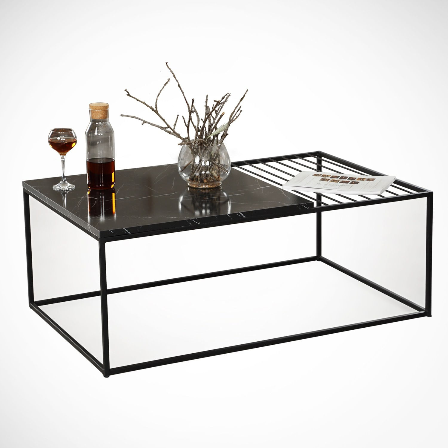 Masuta de cafea, Hanah Home, pal melaminat, negru si alb, 95x55x43 cm, 801CMY2845 — imaginea 3