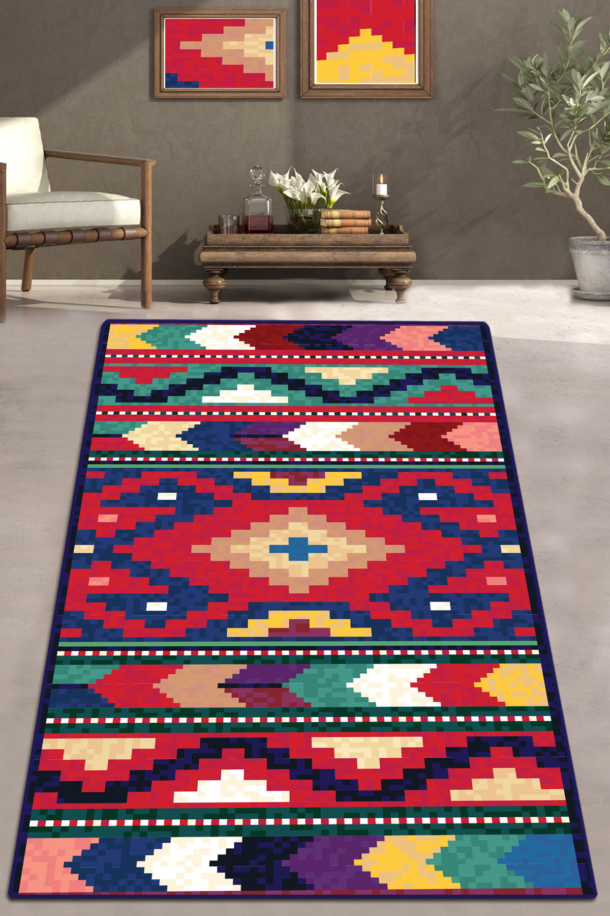 Covoras de intrare, Conceptum Hypnose, multicolor, 80x150 cm, 70% bumbac, 30% poliester, antiderapant, lavabil la masina, 929CHL1992