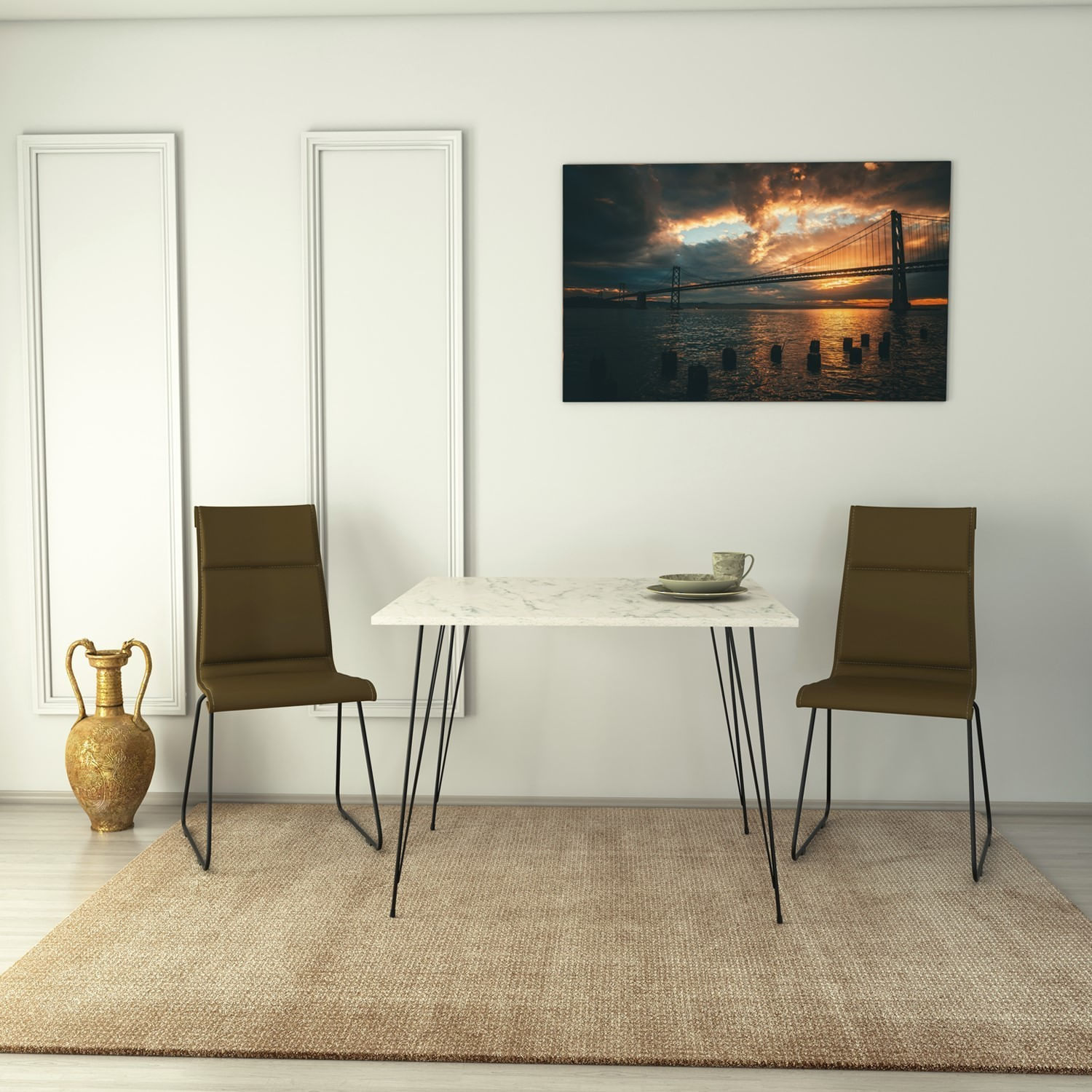 Masa, Hanah Home, pal melaminat, negru alb, 90x90x75 cm, 801CMY2939 — imaginea 6