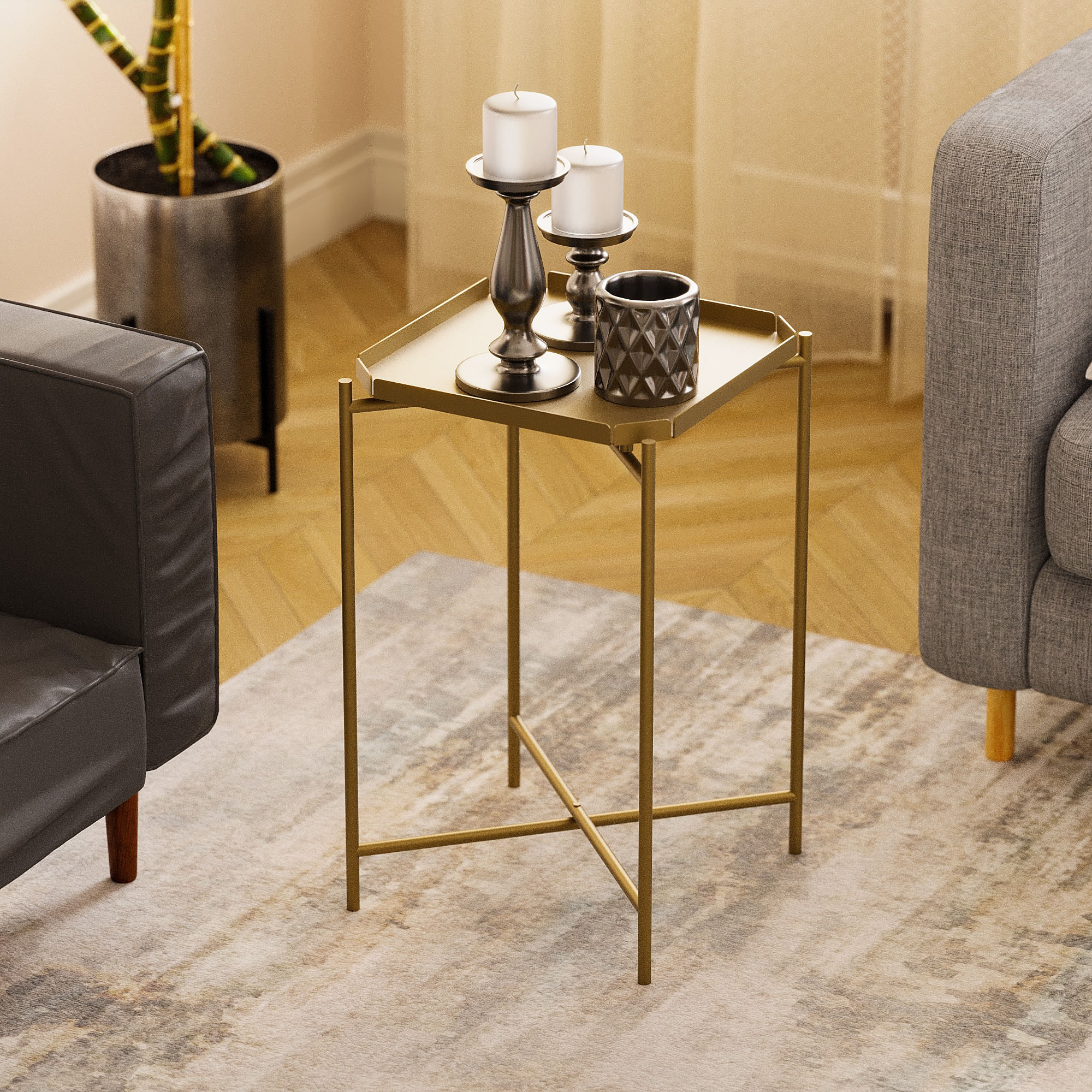 Masuta de cafea, Hanah Home, metal, auriu, 46x46x56 cm, 491CRT1145 — imaginea 4