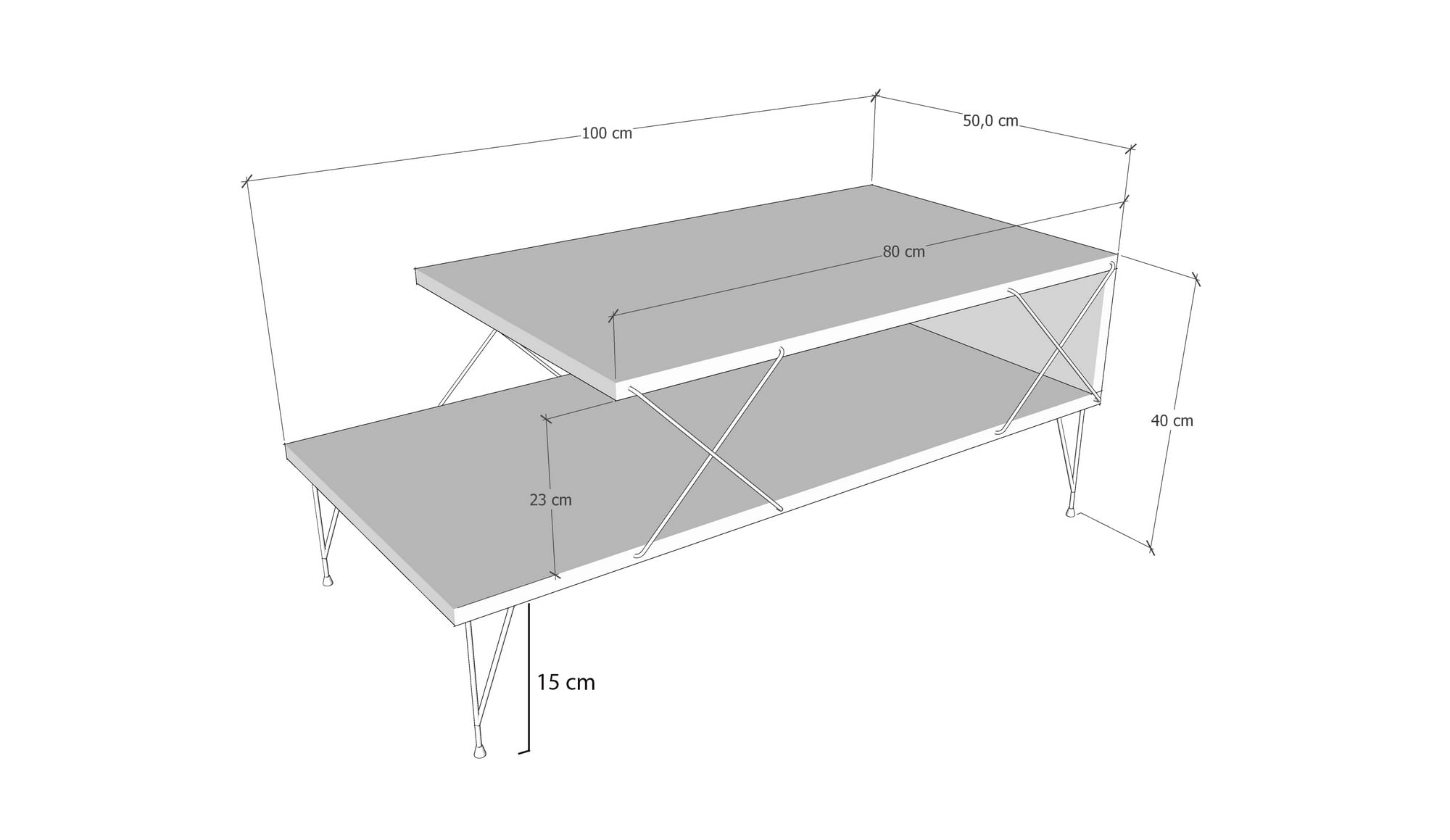 Masuta de cafea, Hanah Home, pal melaminat, stejar, 100x50x40 cm, 854KLN2824 — imaginea 5