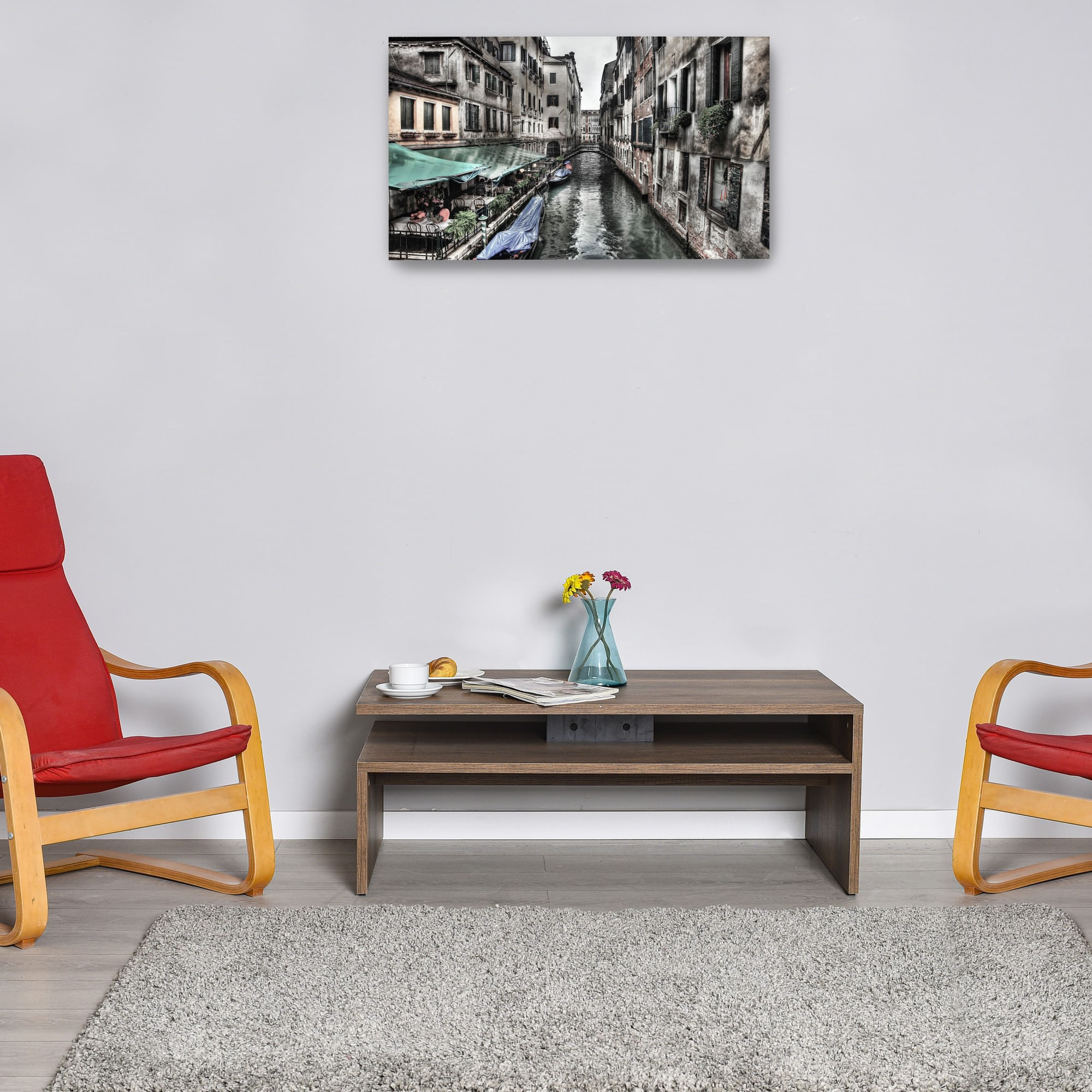 Masuta de cafea, Hanah Home, pal melaminat, oslo si nuc, 110x65x42 cm, 479ADR1797 — imaginea 3