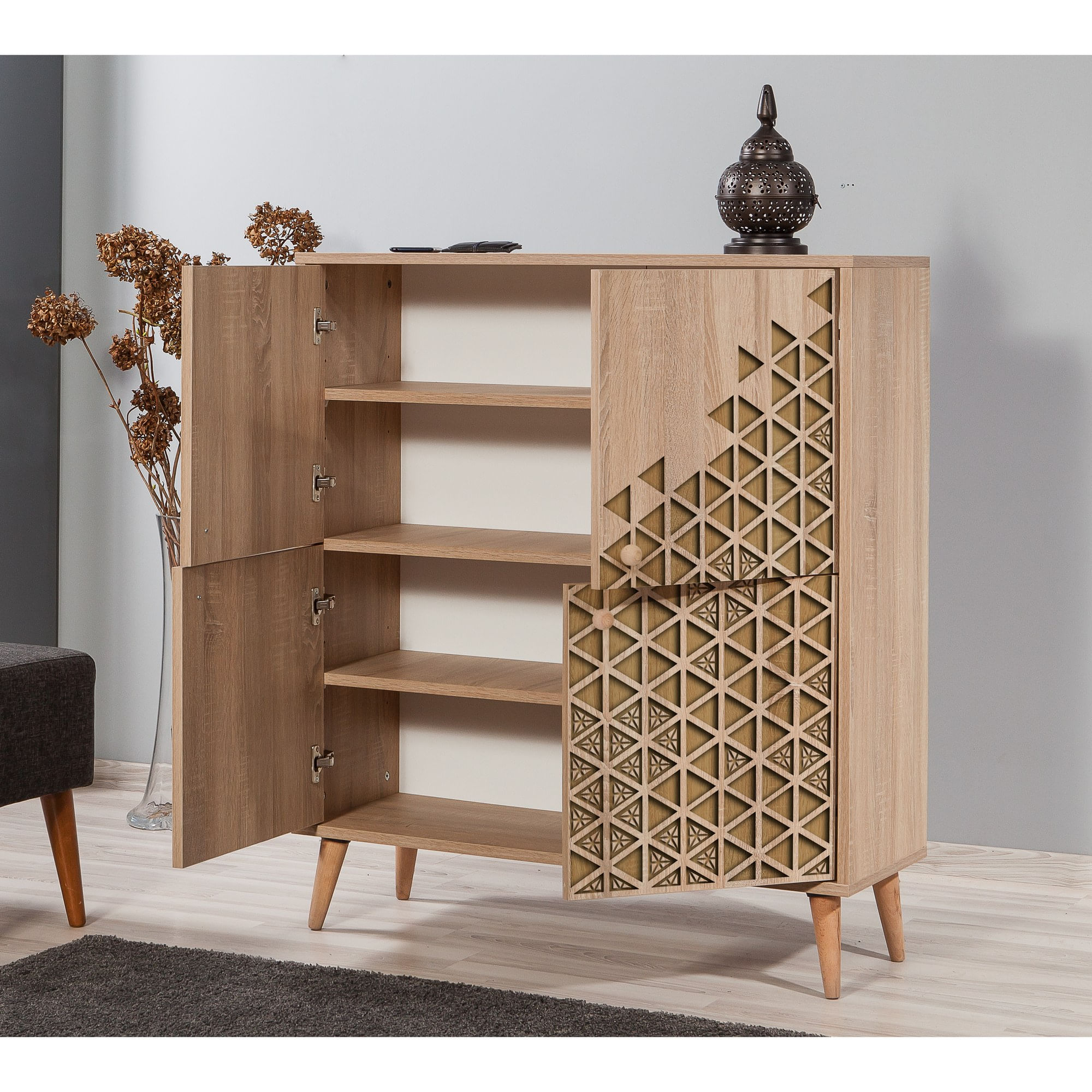 Dulap multifunctional, Hanah Home, panou aglomerat melaminat, stejar sonoma, 95x36x111 cm, 863SPH3943 — imaginea 8