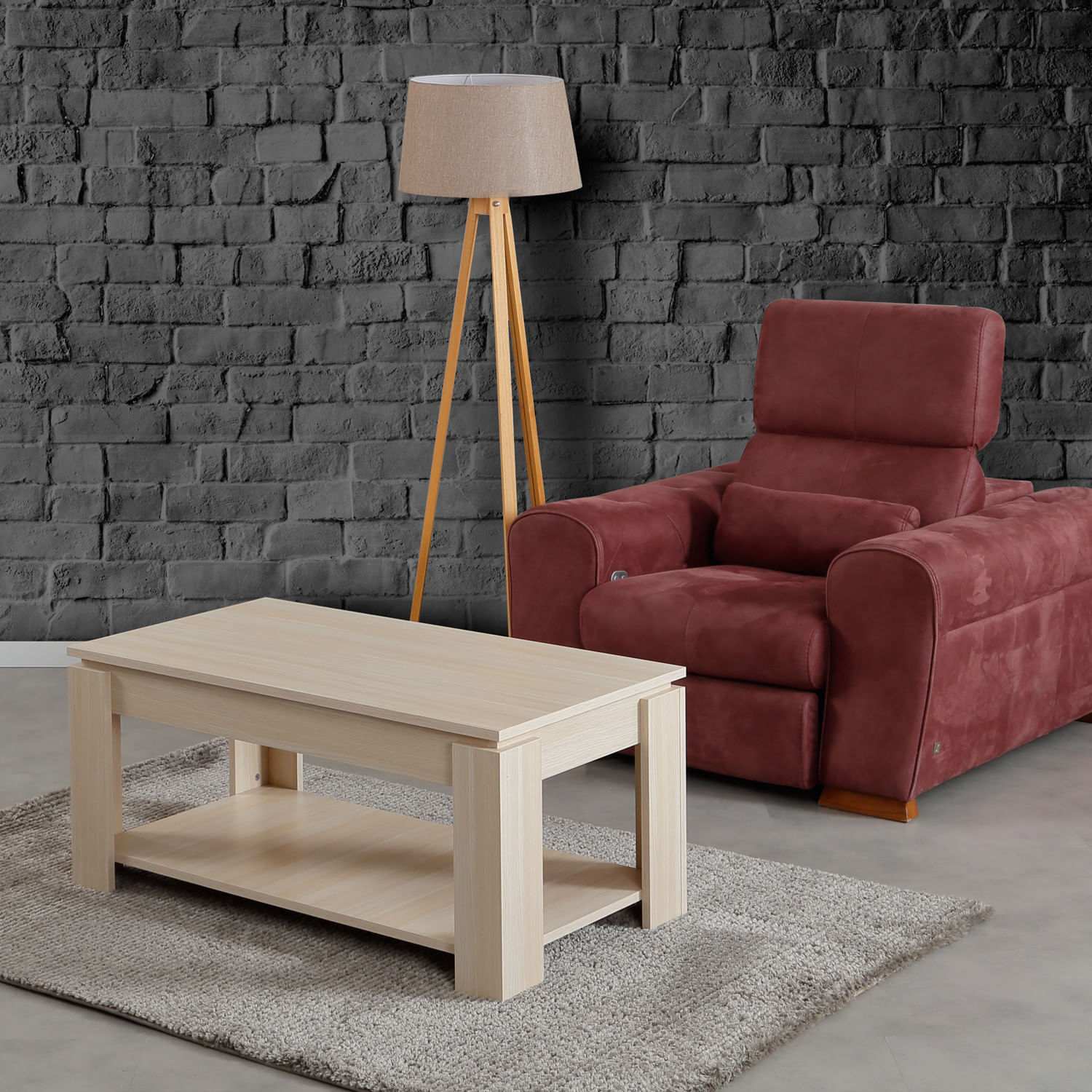 Masuta de cafea, Hanah Home, pal melaminat, stejar deschis, 104x56x47 cm, 801CMY2818 — imaginea 5