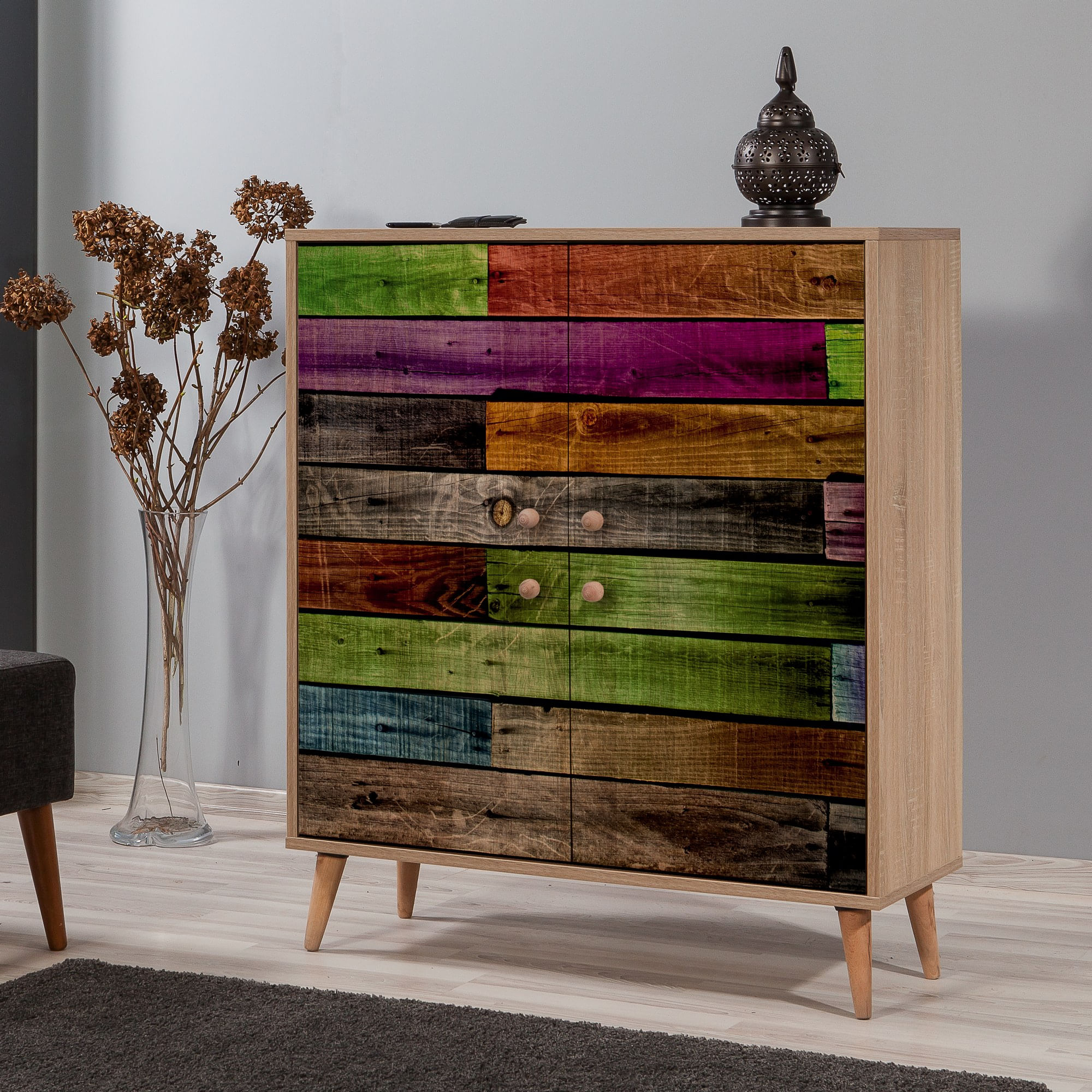 Dulap multifunctional, Hanah Home, pal melaminat, stejar sonoma, 95x36x111 cm, 863SPH3931 — imaginea 4