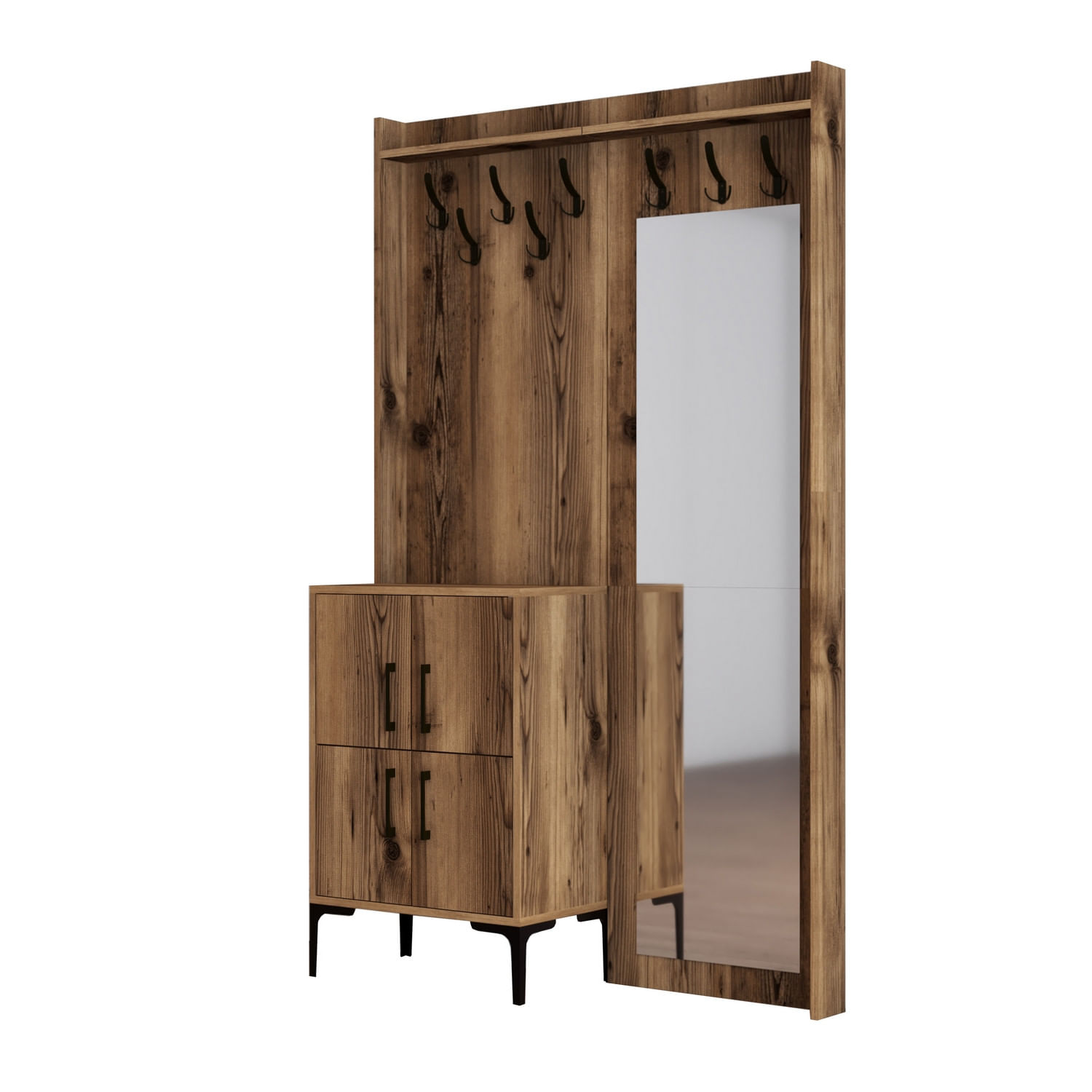 Cuier hol, Hanah Home, pal melaminat, nuc, 120x35x200 cm, 845HCT4210 — imaginea 2