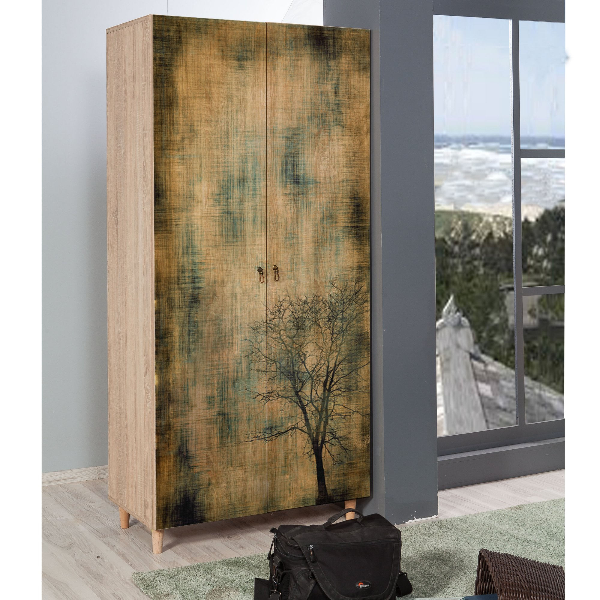 Dulap, Hanah Home, pal melaminat, stejar sonoma, 90x52x192 cm, 863SPH4207 — imaginea 4