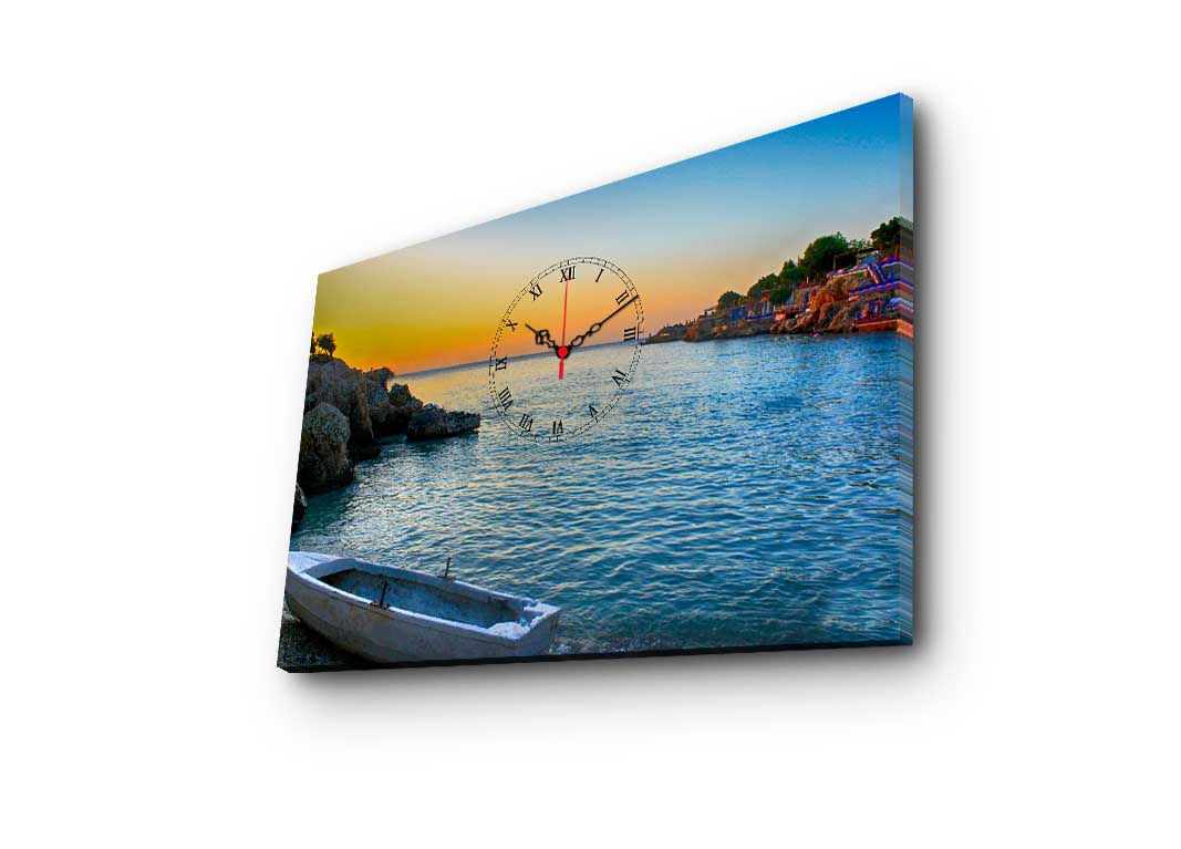 Ceas de perete decorativ, Wallxpert, panza suede, multicolor, 45x70 cm, rama lemn, 248CTY1640