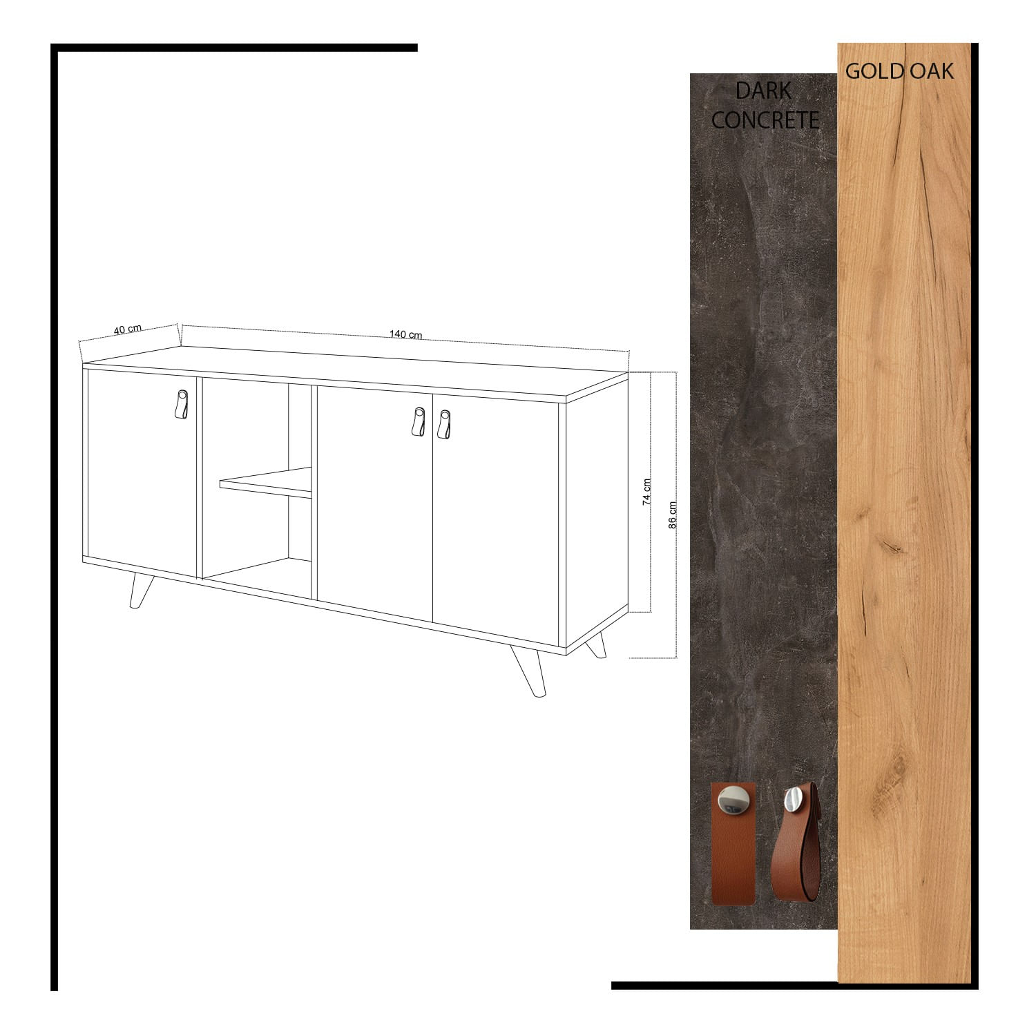 Consola, Hanah Home, pal melaminat, stejar si gri inchis, 140x40x86 cm, 811MDD3413 — imaginea 2
