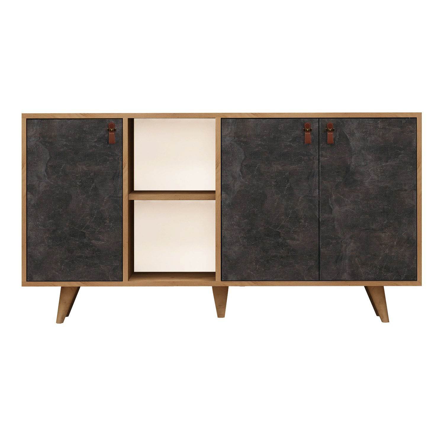 Consola, Hanah Home, pal melaminat, stejar si gri inchis, 140x40x86 cm, 811MDD3413 — imaginea 5