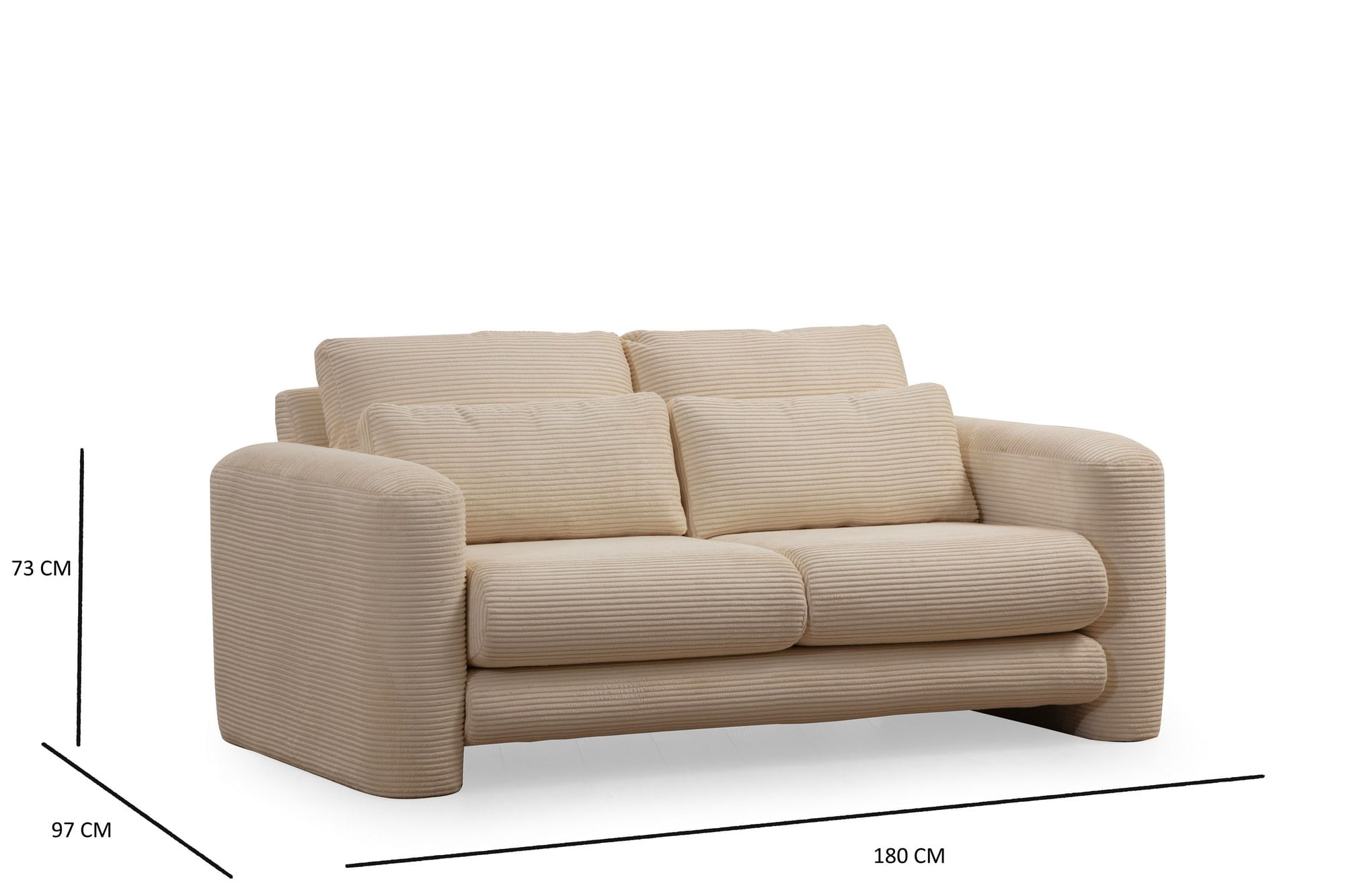 Canapea 2 locuri, Atelier Del Sofa, lemn de fag si pal, bej, 180x97x73 cm — imaginea 7