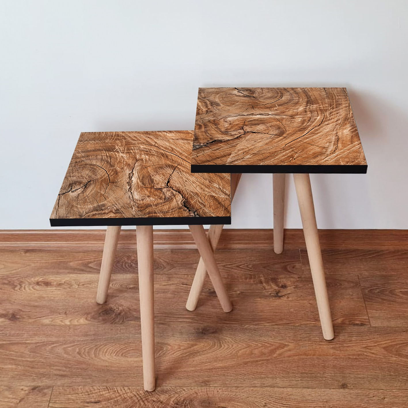 Set masute de cafea, Hanah Home, mdf, maro, 35x47x35 cm, 35x42x35 cm, 481LNA2339