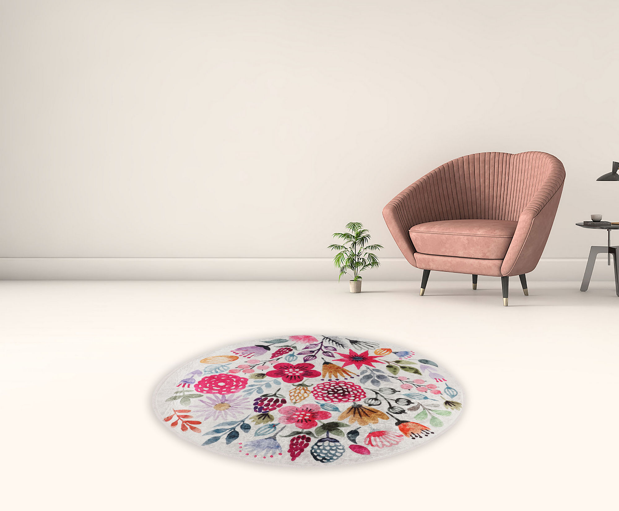 Covor rotund, Conceptum Hypnose, multicolor, 100 cm, 100% poliester, antiderapant, lavabil la masina, 287CHL1434